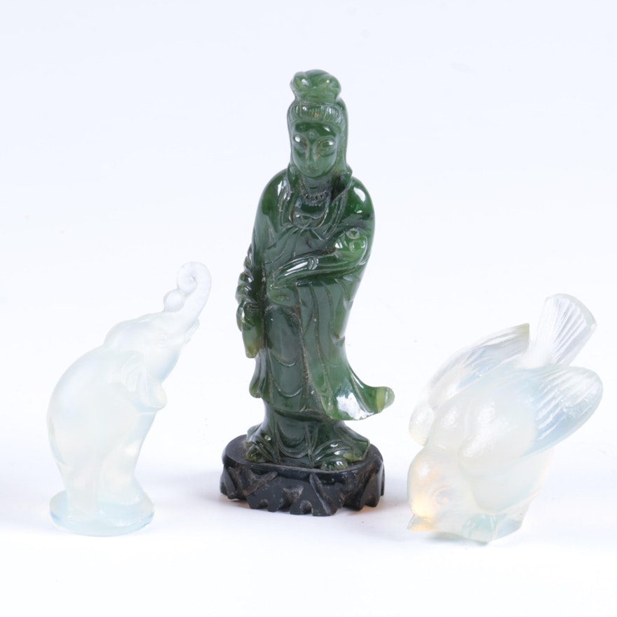 Glass and Nephrite Figurines