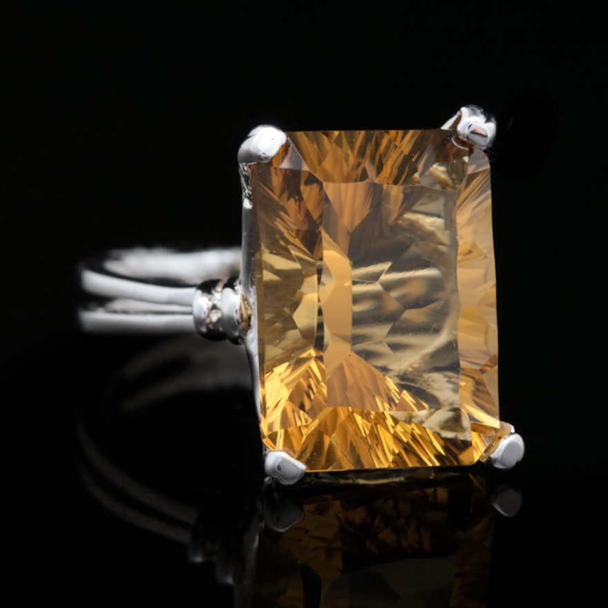 Sterling Silver and Whiskey Quartz Ring
