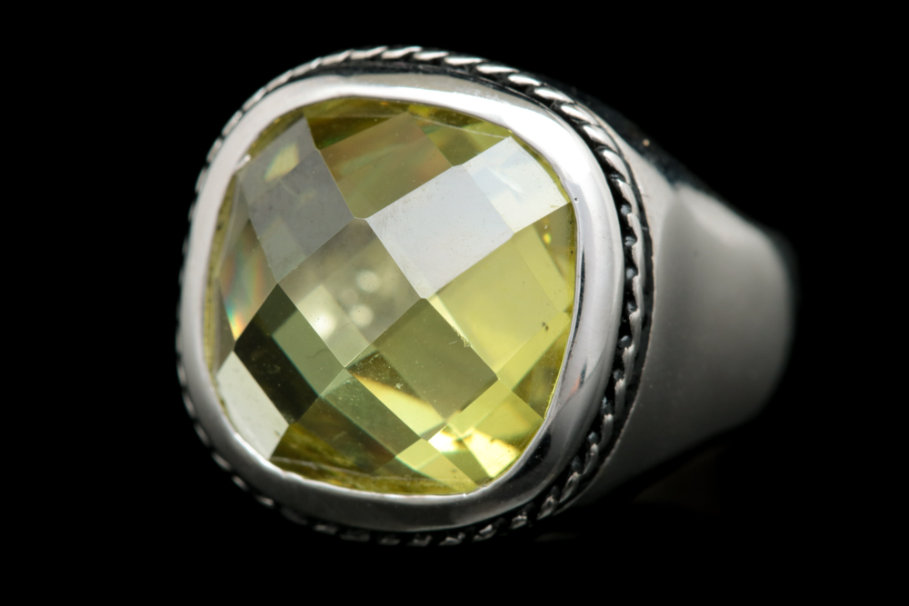 Sterling Silver and Green Cubic Zirconia Ring