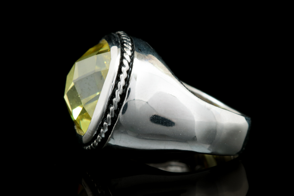 Sterling Silver and Green Cubic Zirconia Ring