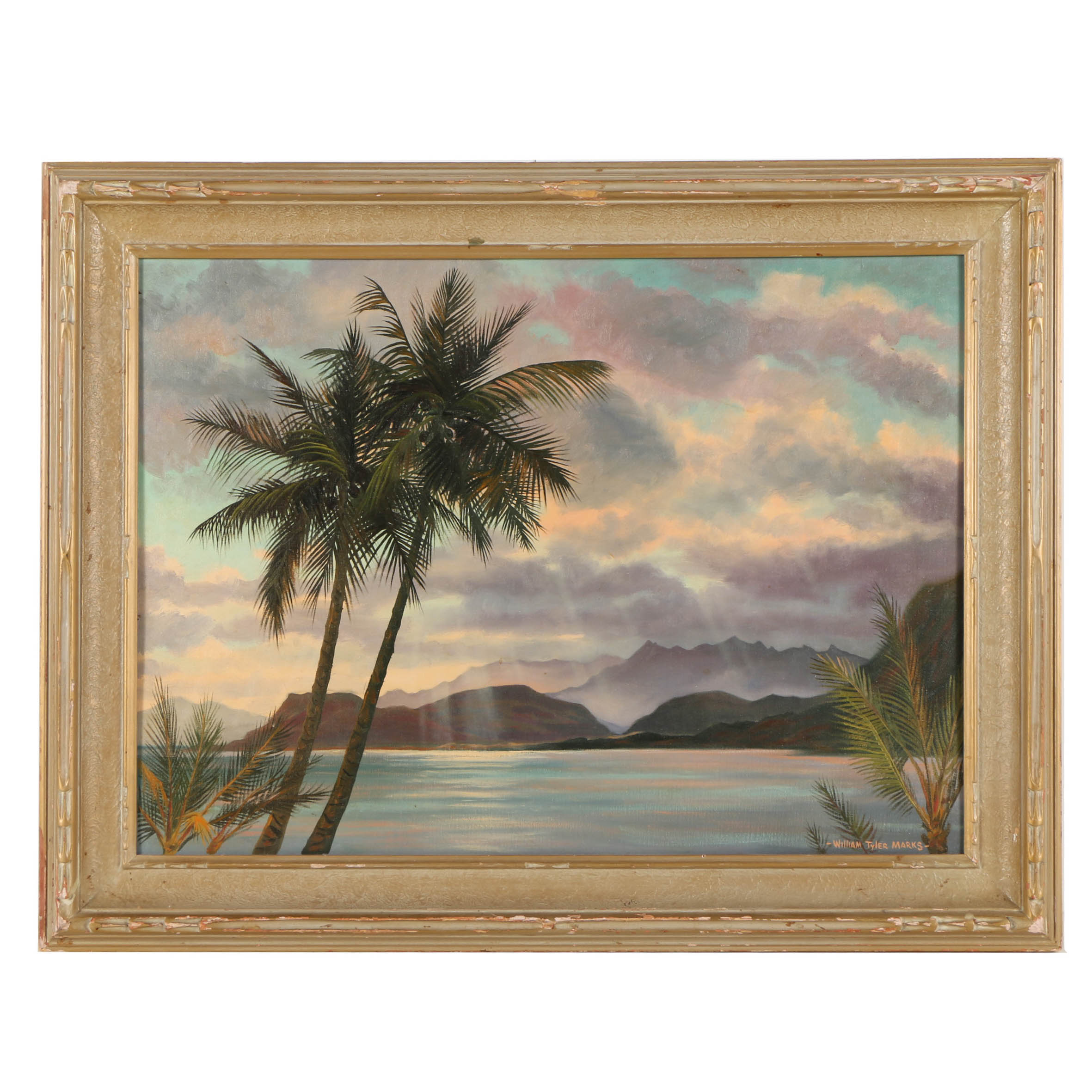 William Tyler Marks Oil Painting on Panel "Coastline Near Nanakuli..."