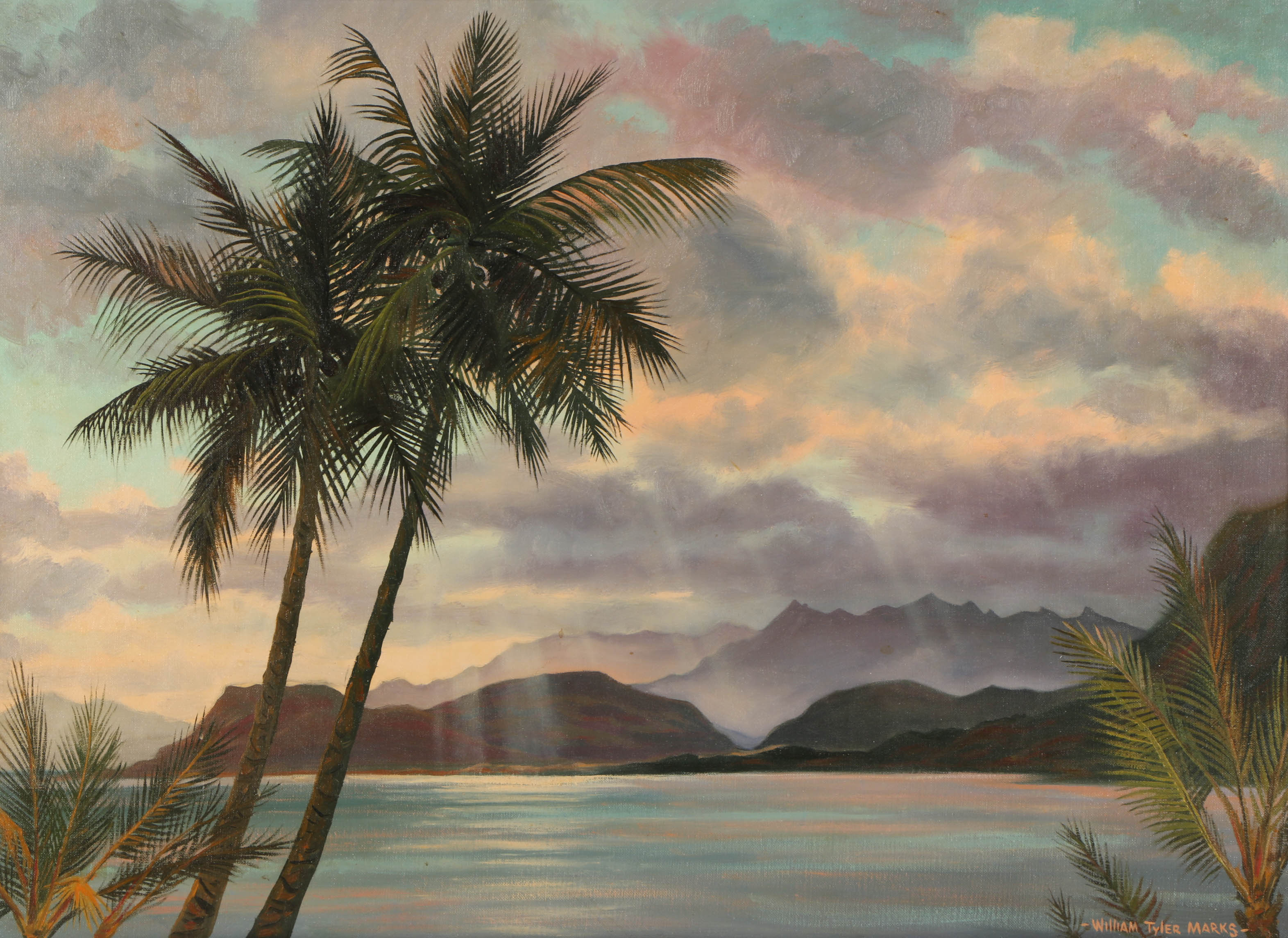 William Tyler Marks Oil Painting on Panel "Coastline Near Nanakuli..."