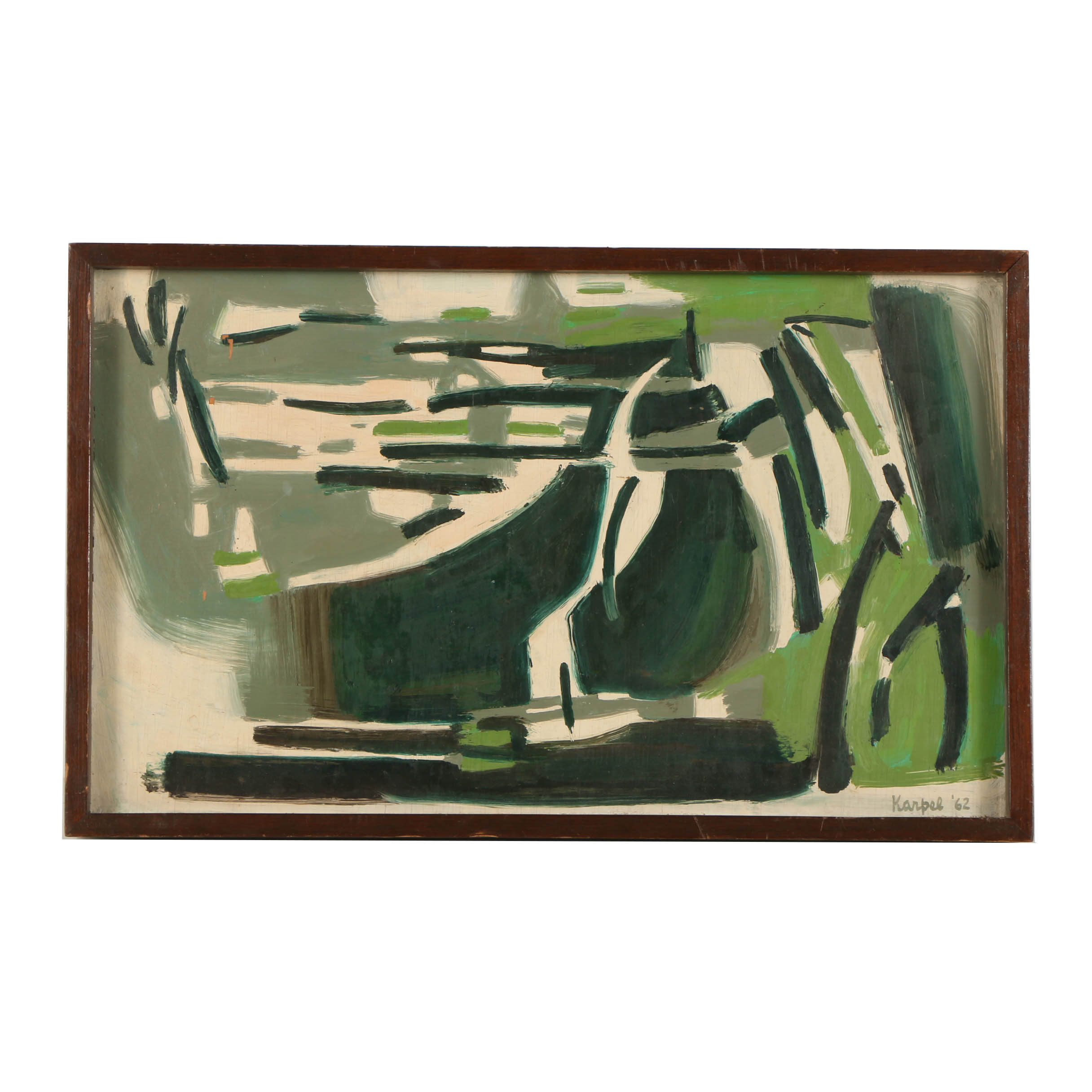 Eli Karpel Oil Painting on Panel of Abstract Scene