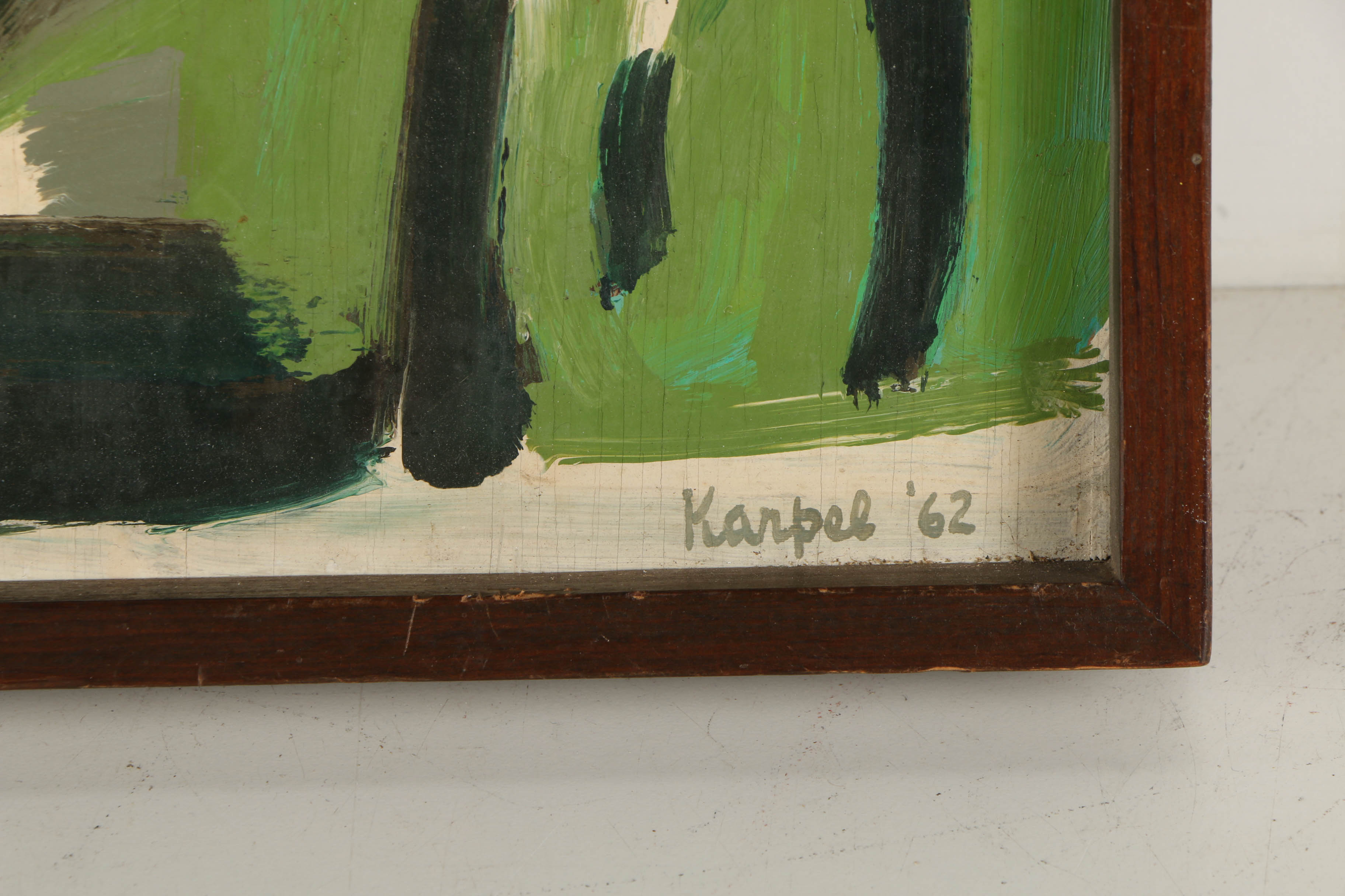 Eli Karpel Oil Painting on Panel of Abstract Scene