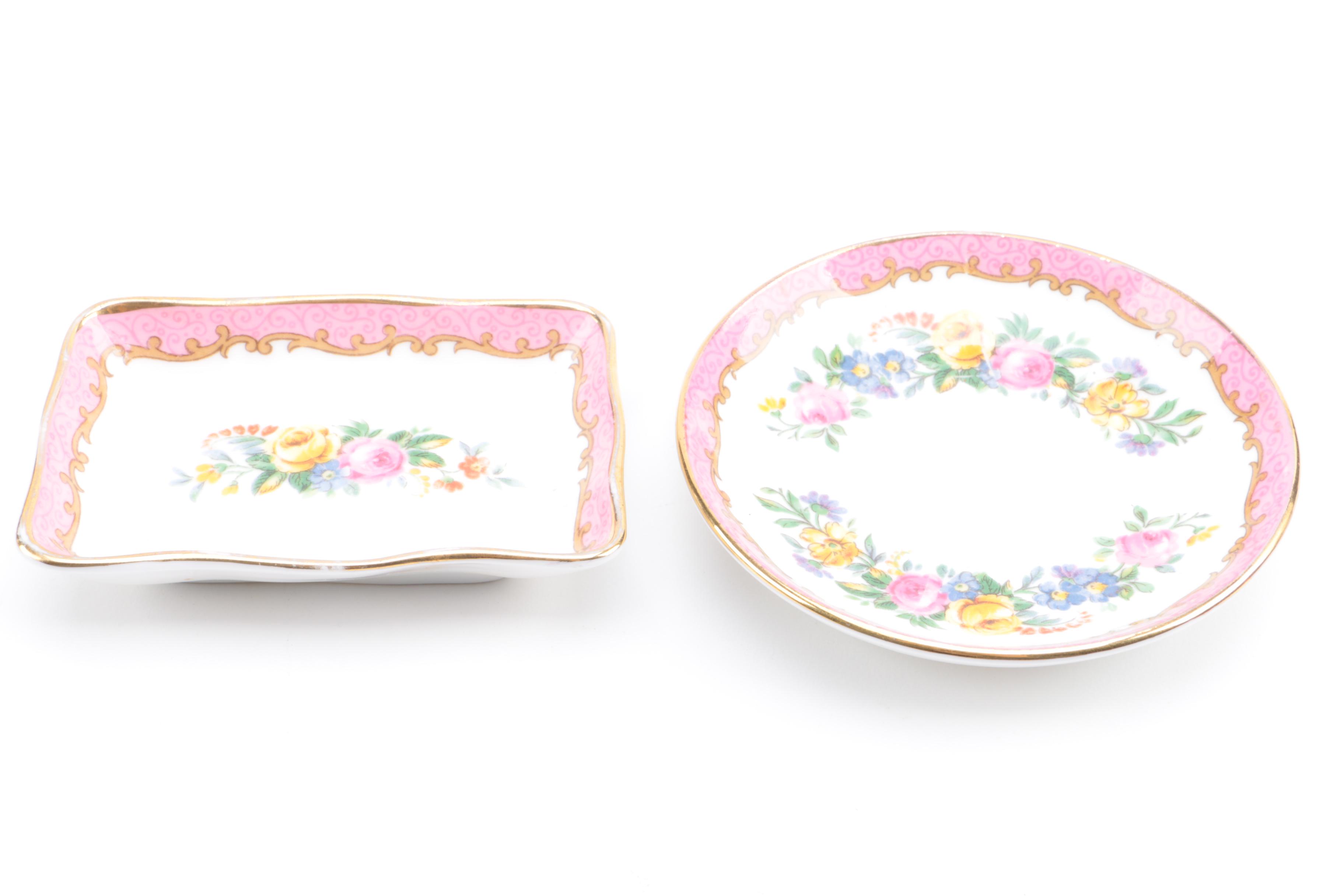 Vintage Crown Staffordshire Porcelain Vanity Accessories