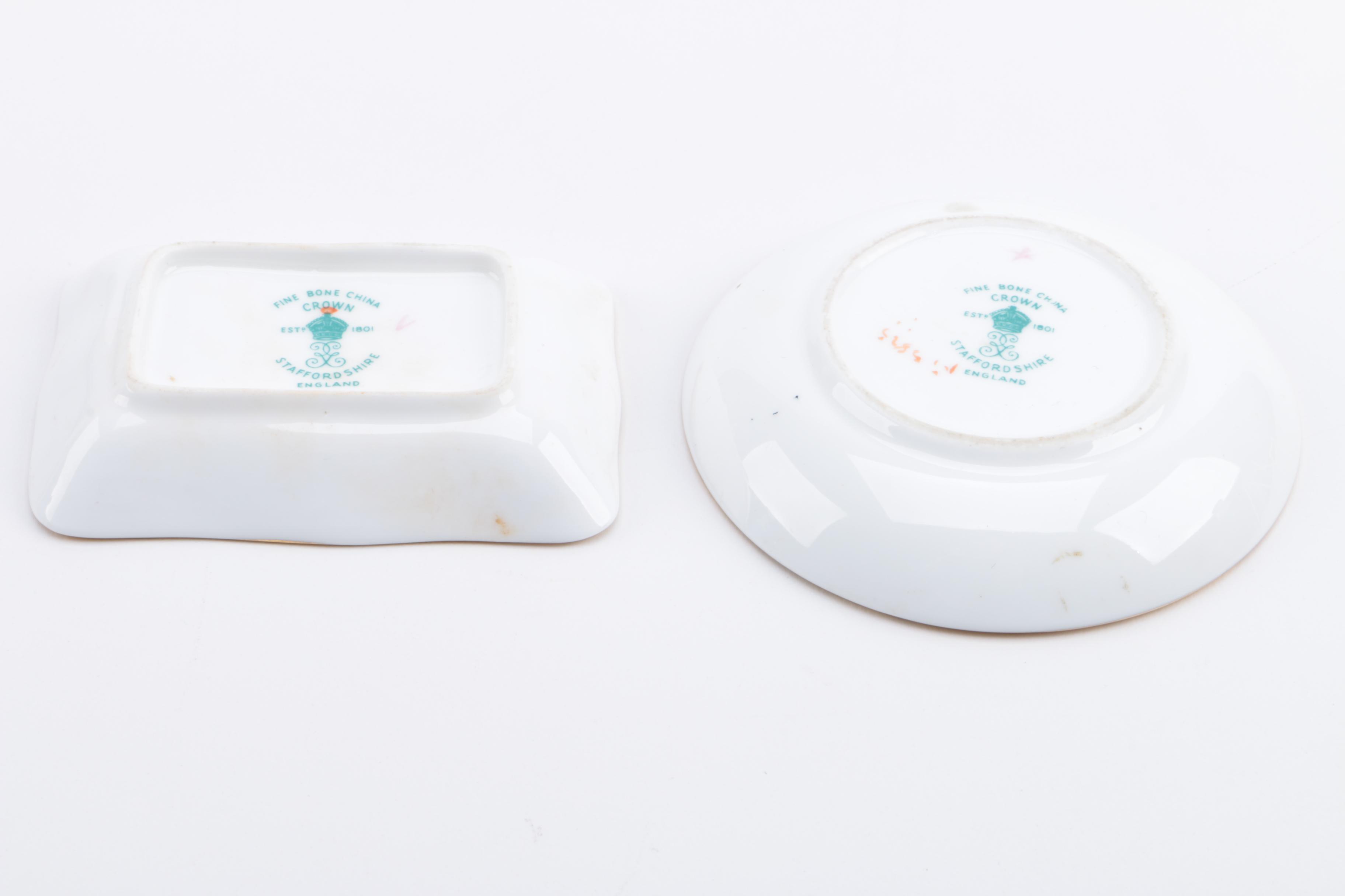 Vintage Crown Staffordshire Porcelain Vanity Accessories