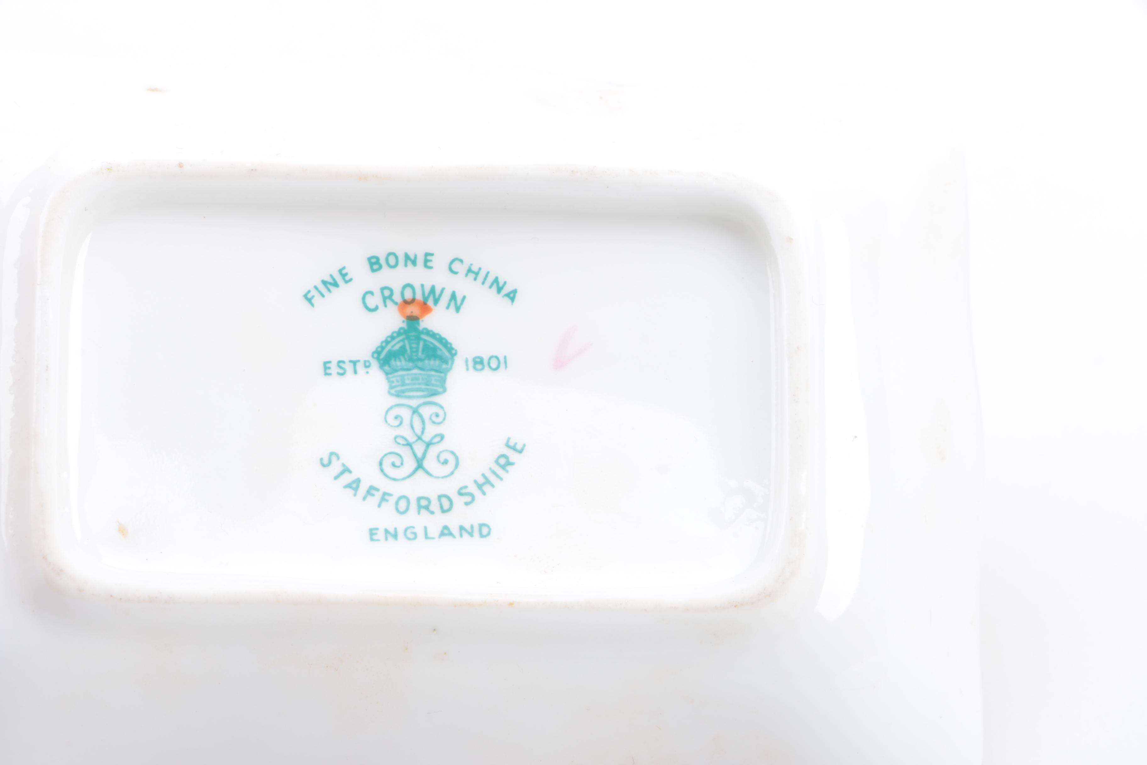 Vintage Crown Staffordshire Porcelain Vanity Accessories