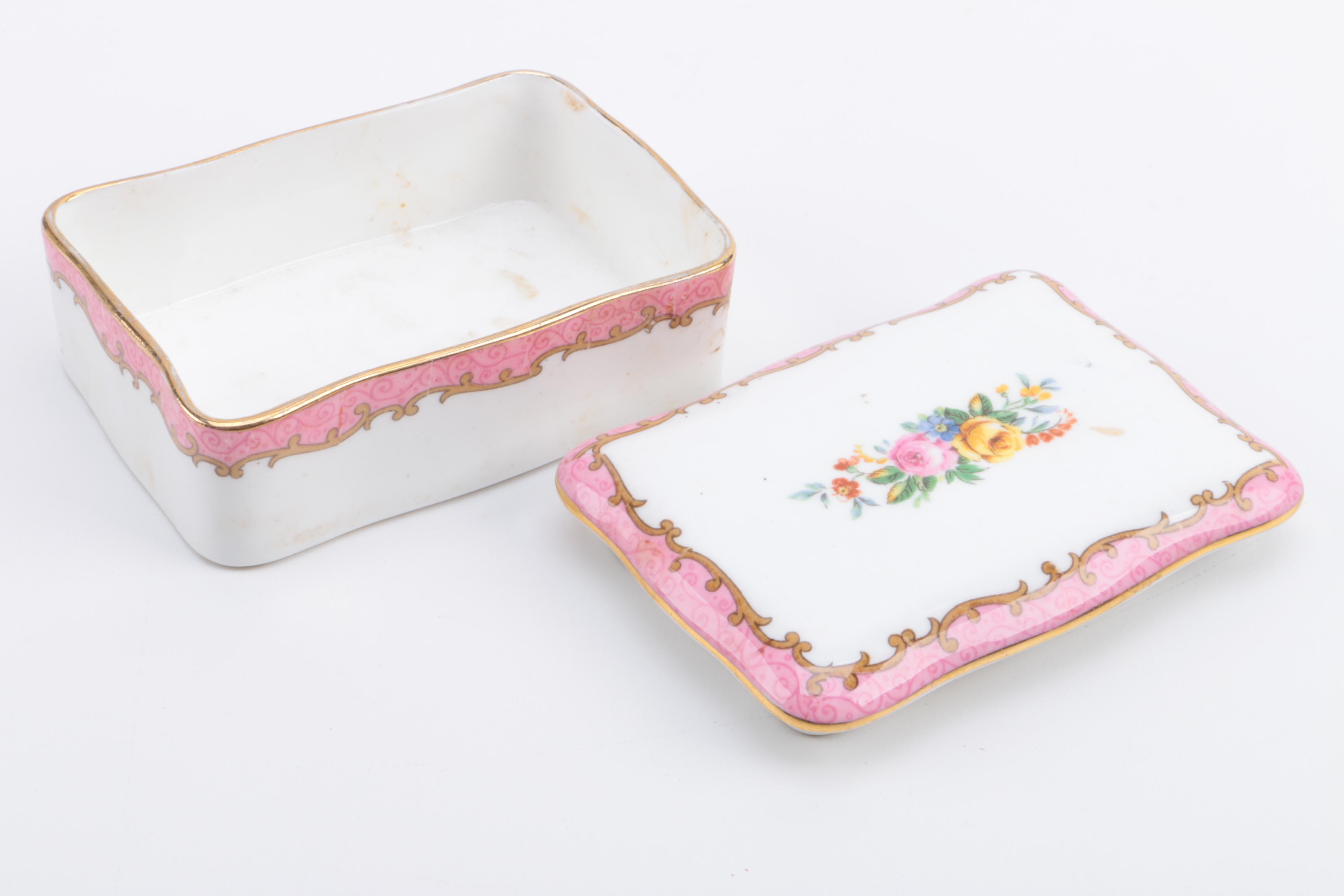 Vintage Crown Staffordshire Porcelain Vanity Accessories