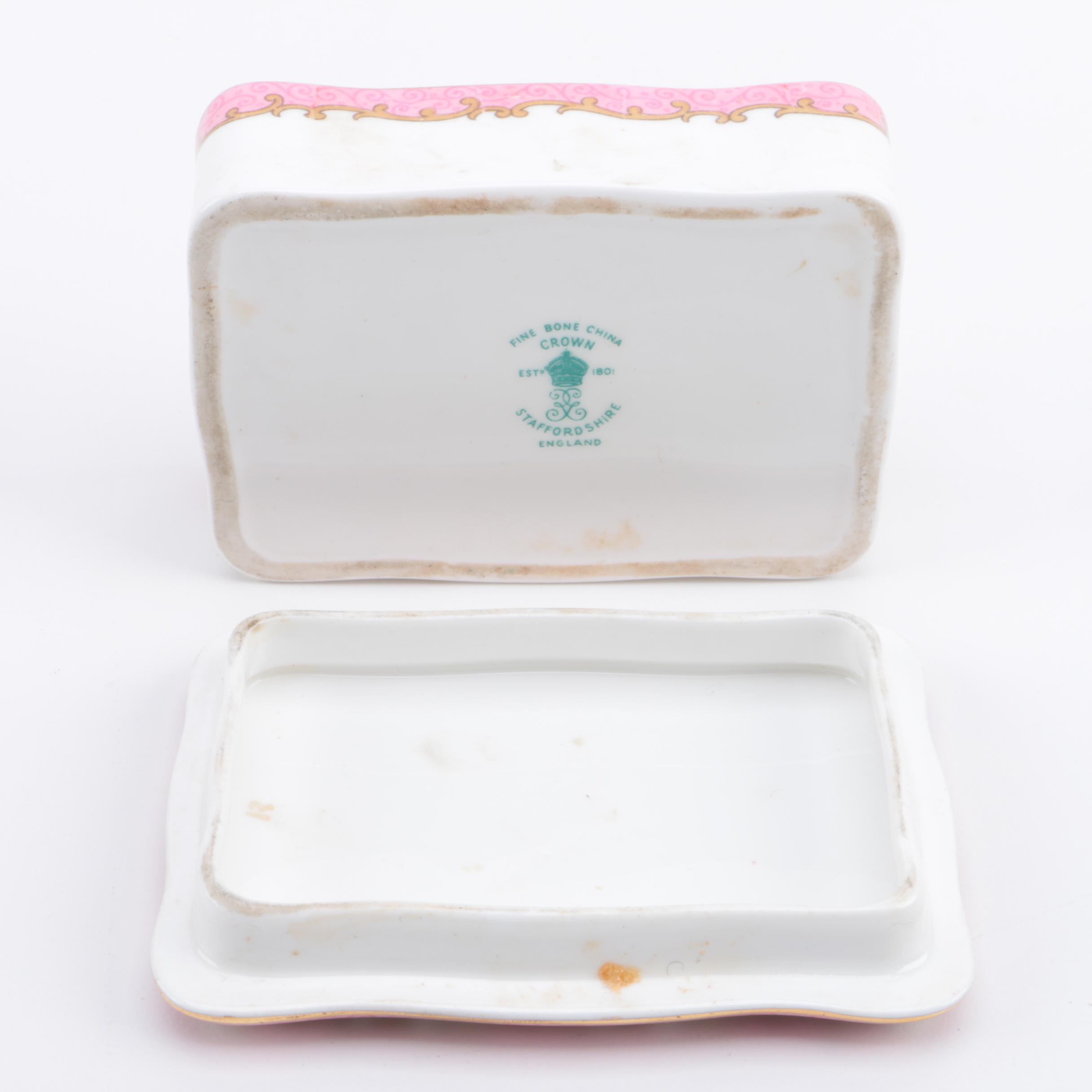 Vintage Crown Staffordshire Porcelain Vanity Accessories