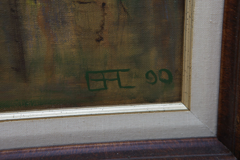 E.F.C. Oil Painting of a Winter Landscape