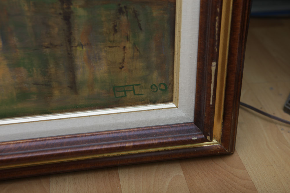 E.F.C. Oil Painting of a Winter Landscape