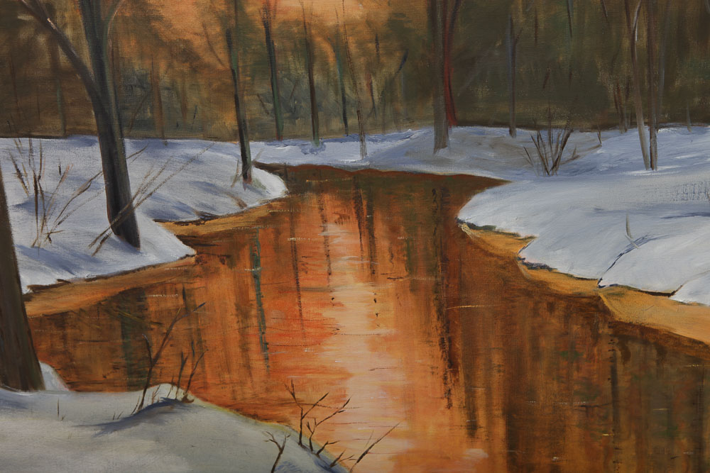 E.F.C. Oil Painting of a Winter Landscape