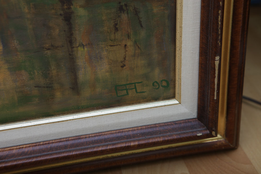 E.F.C. Oil Painting of a Winter Landscape