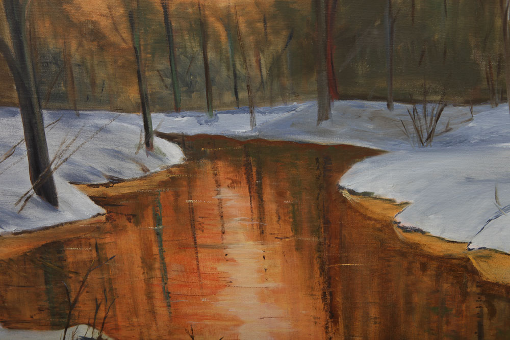E.F.C. Oil Painting of a Winter Landscape