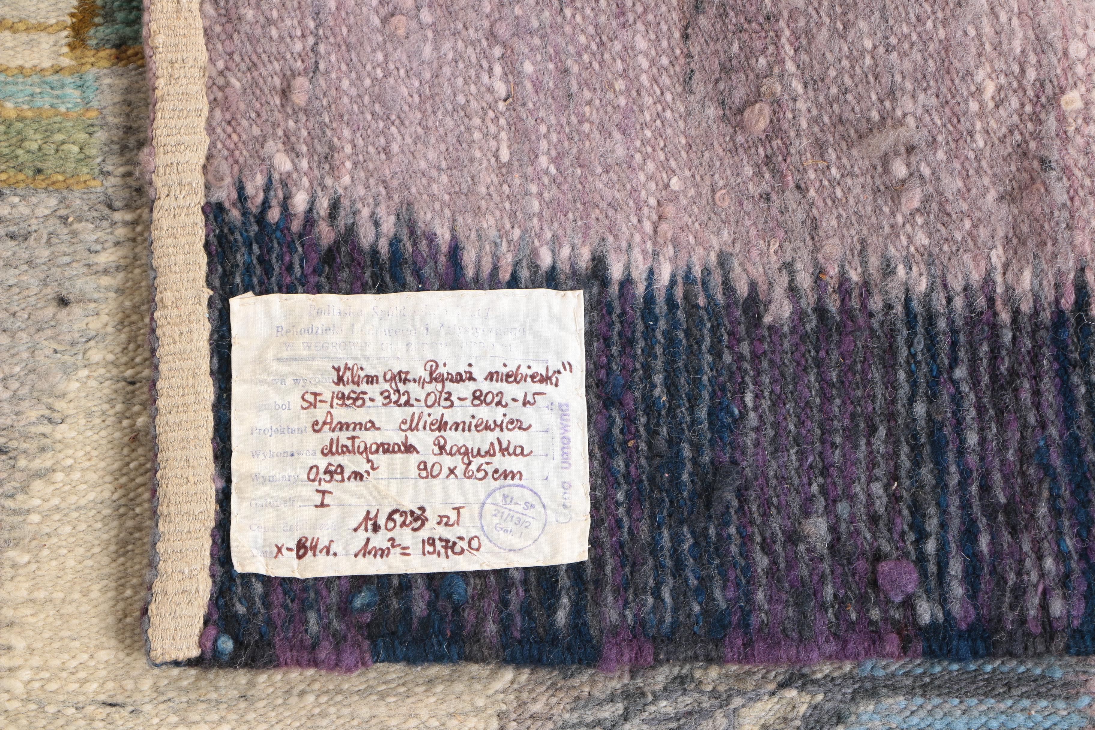 Vintage Handwoven Polish Cepelia Accent Rug