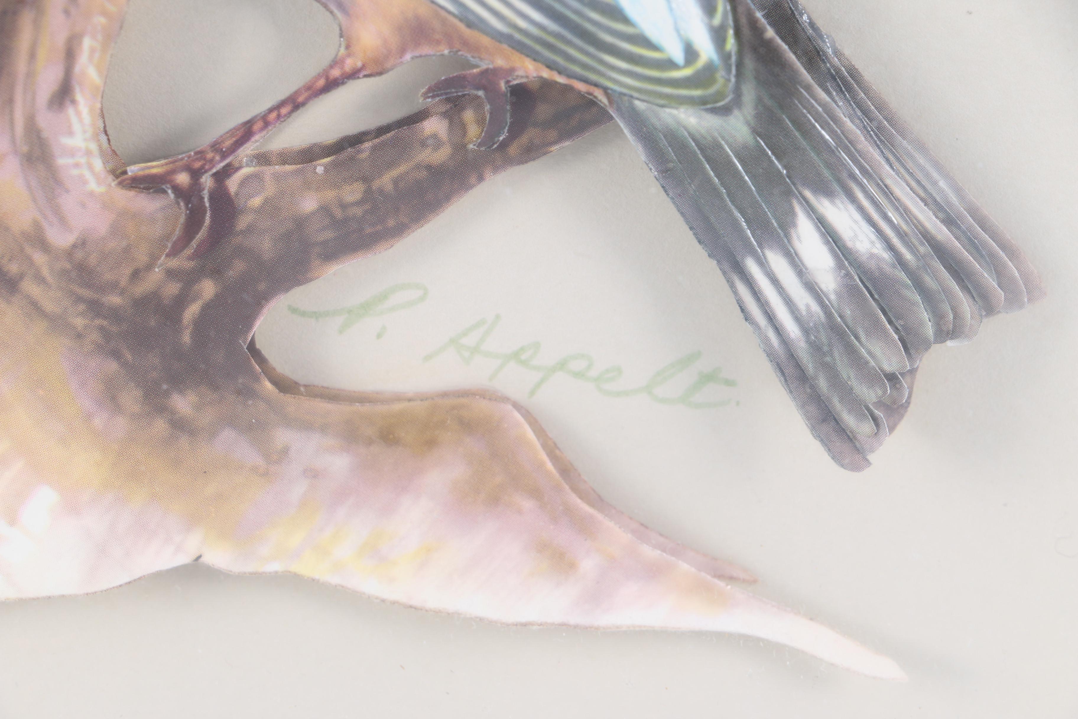 P. Appelt Offset Lithograph on Laser-Cut Metal Bird Illustration