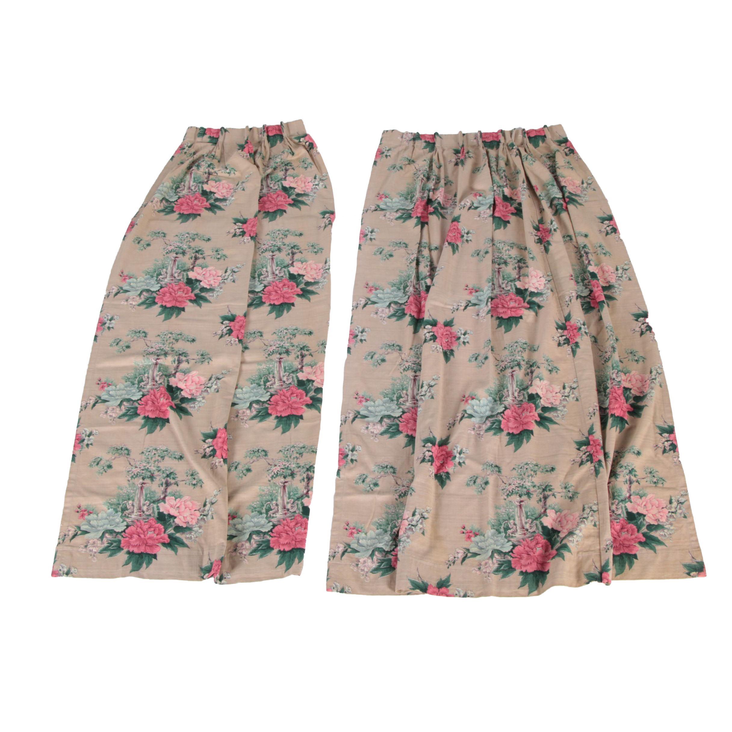 Floral Print Drapery Panels