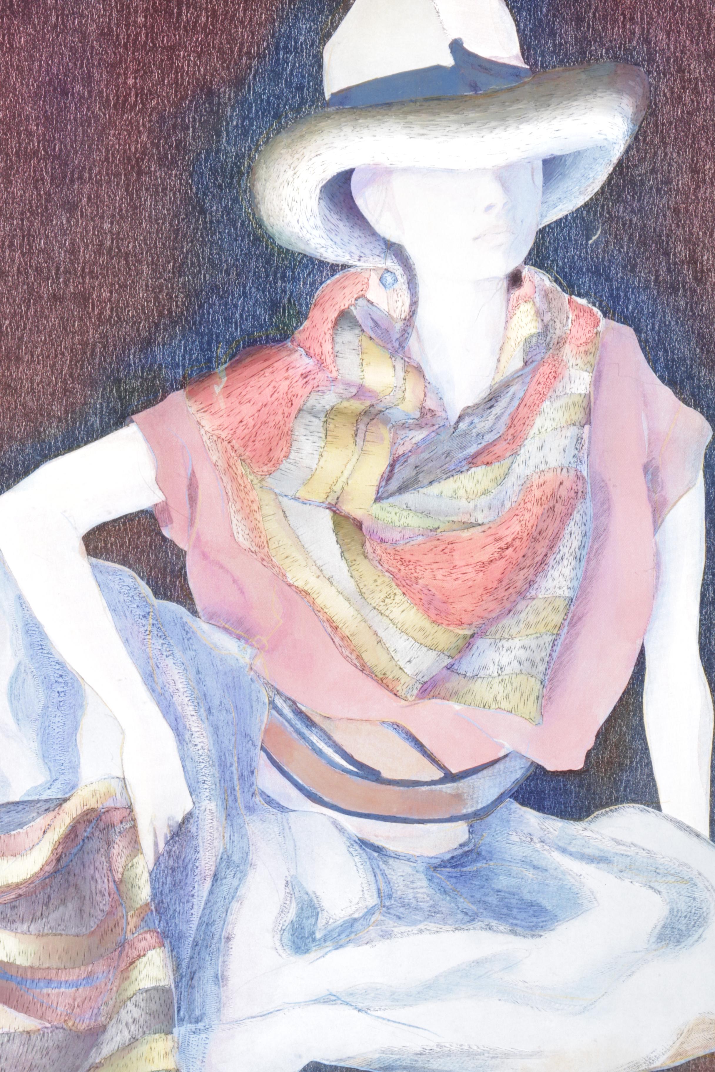 Offset Lithographic Reproduction Print on Foil After Yoshimi "Minetta"