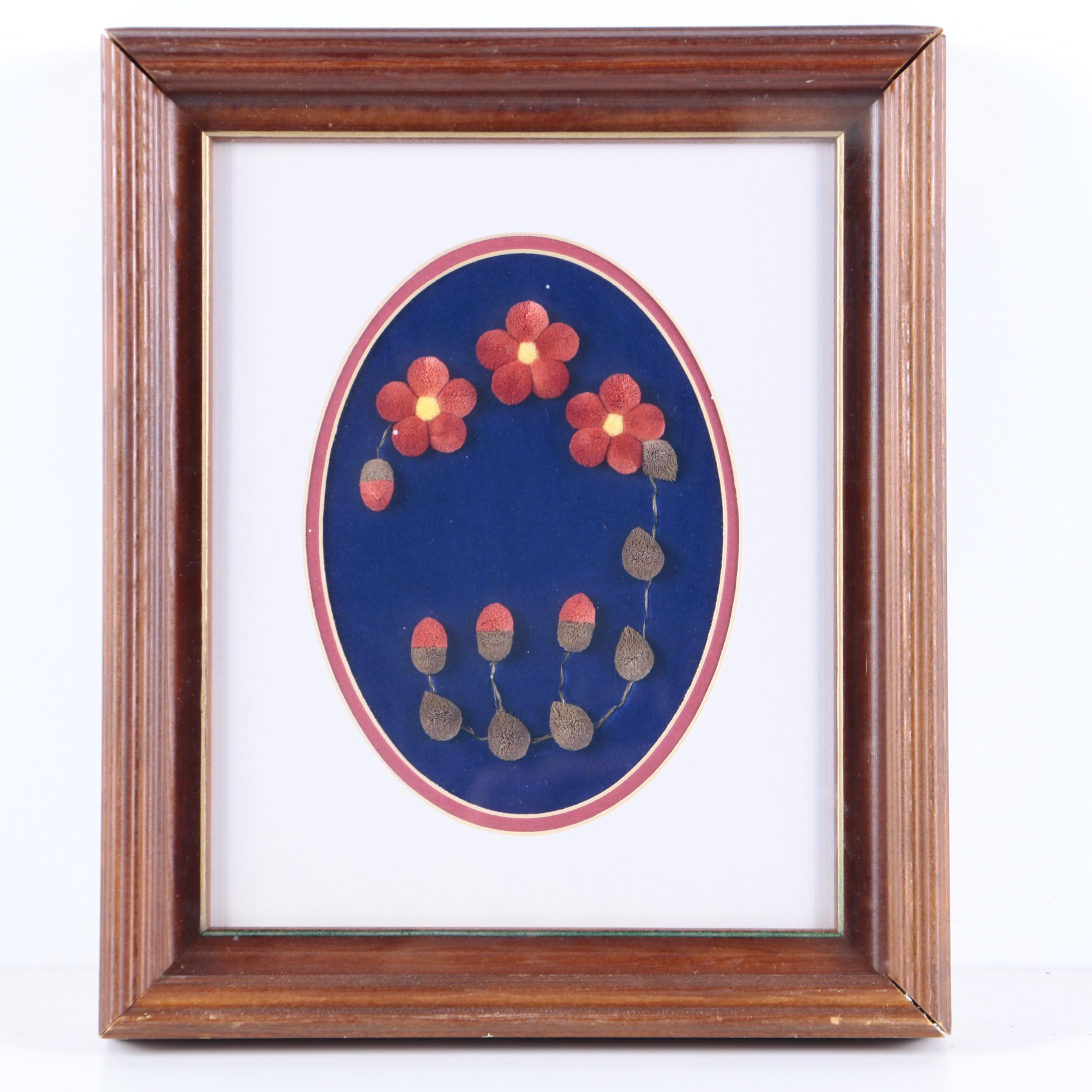 Caribou Hair Tufted Flowers on Leather