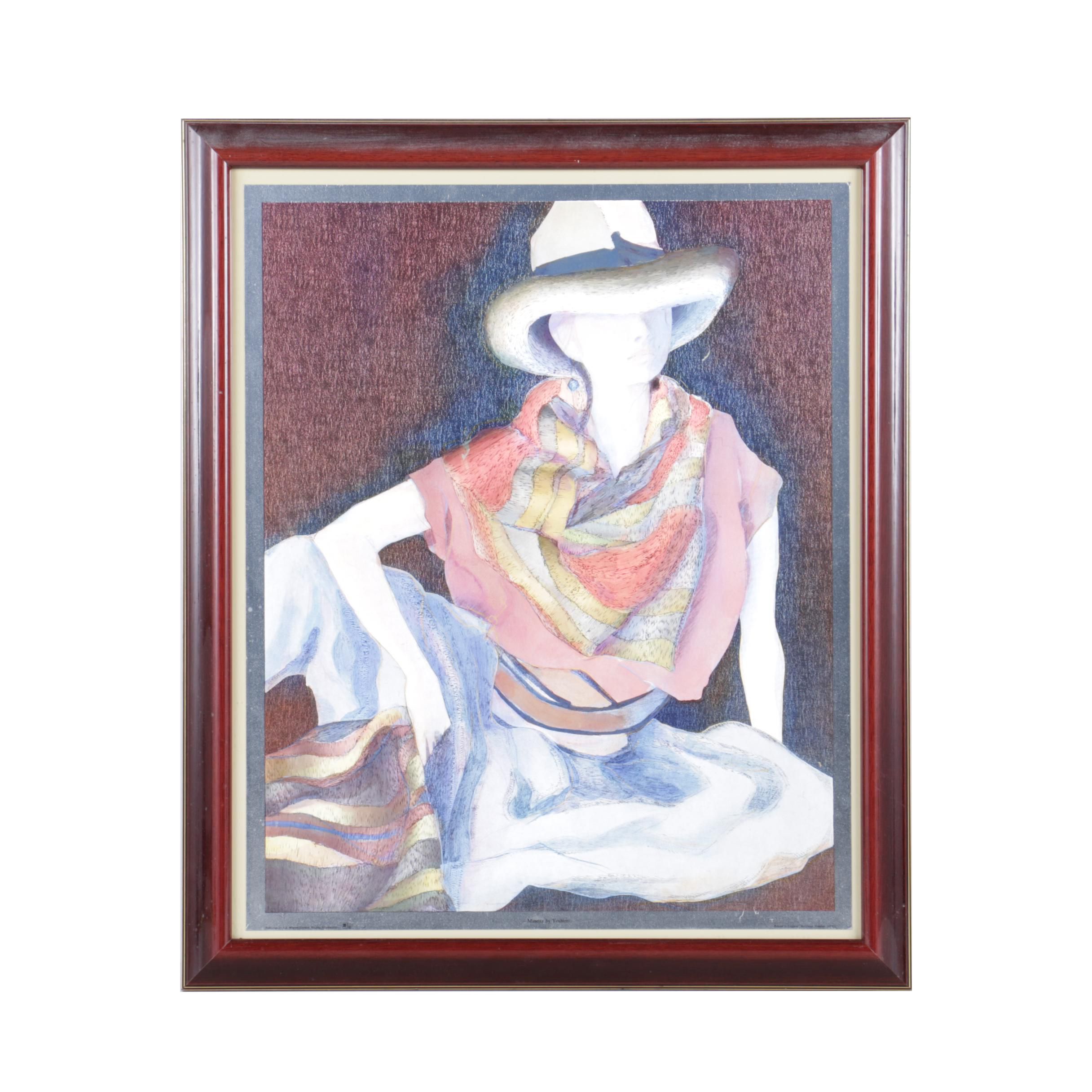 Offset Lithographic Reproduction Print on Foil After Yoshimi "Minetta"