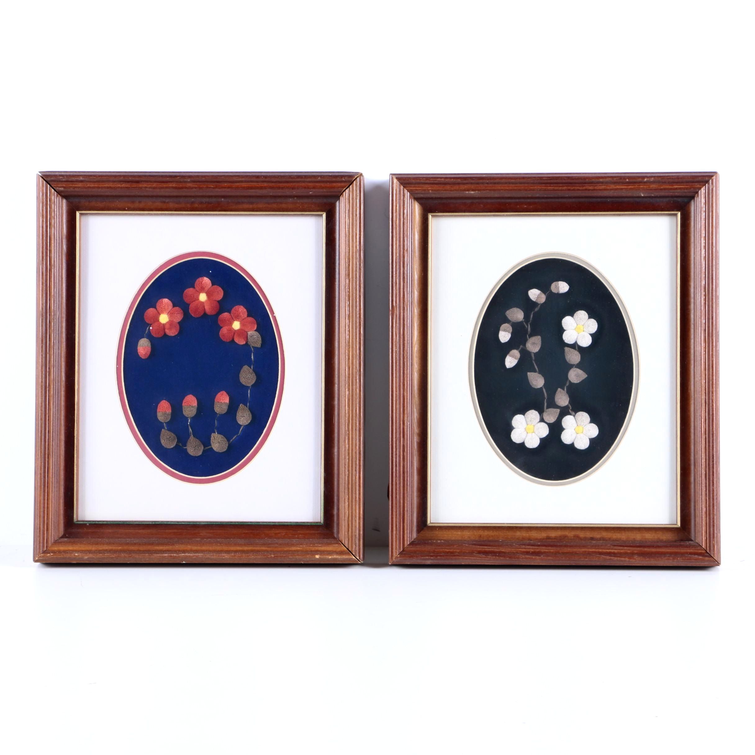 Caribou Hair Tufted Flowers on Leather
