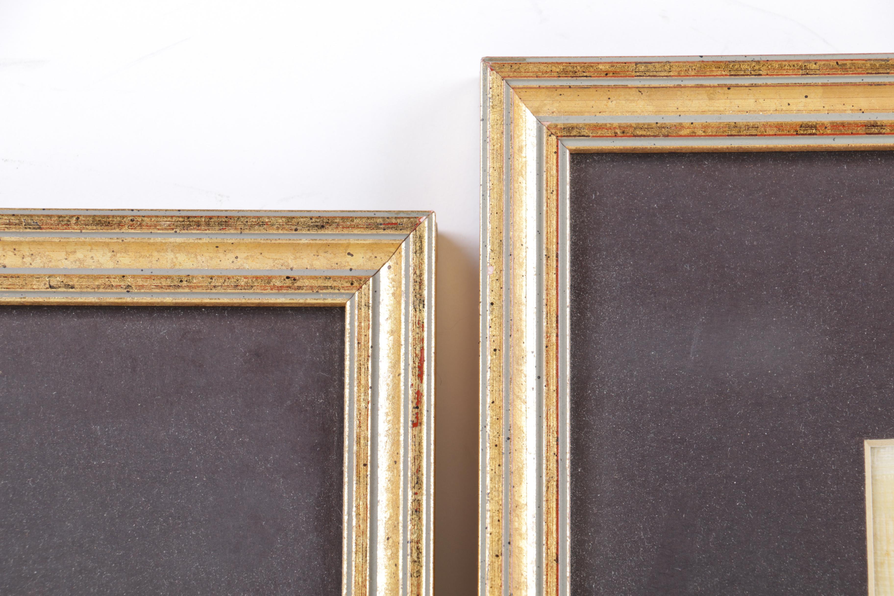 Two Contemporary Gouache Paintings on Papyrus of Ancient Egyptian Motifs