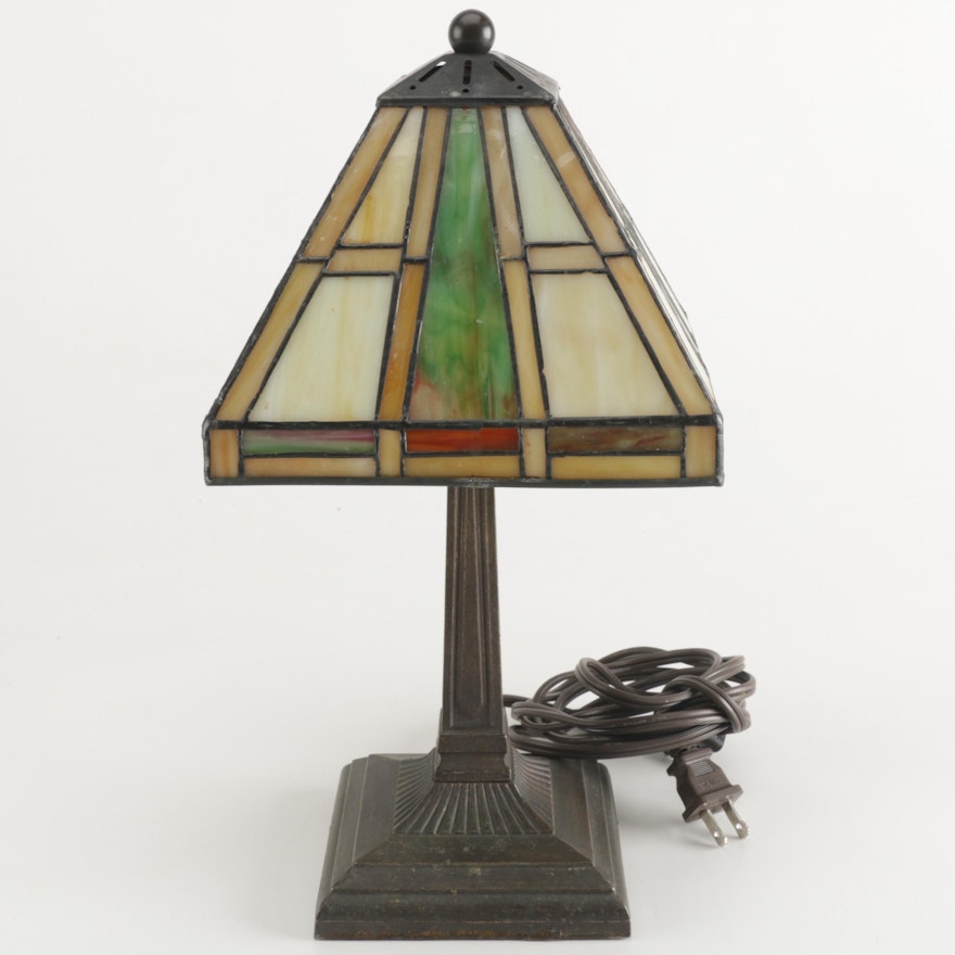 Mission Style Stained Glass Table Lamp