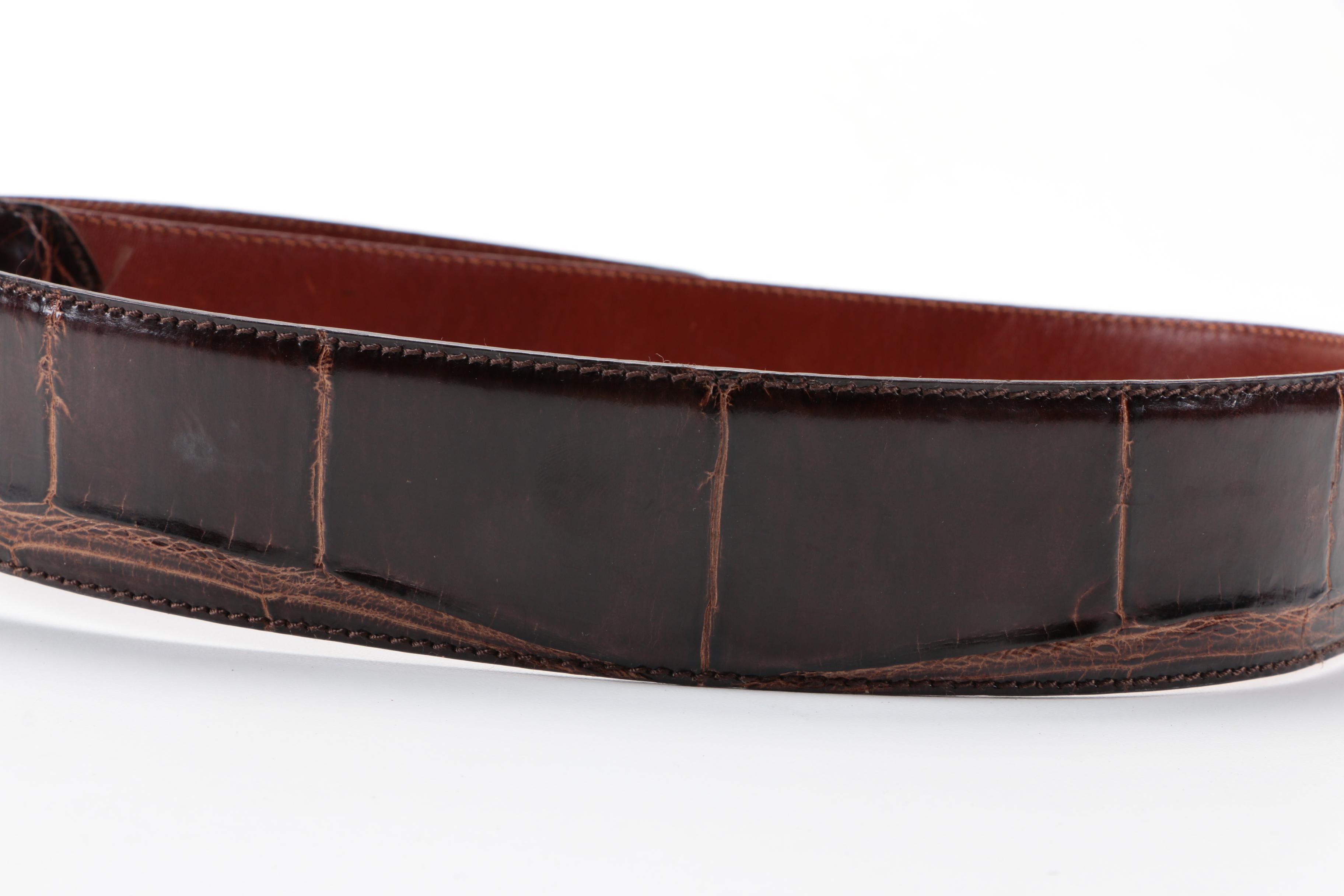 Polo Ralph Lauren Sterling Silver and Alligator Leather Belt