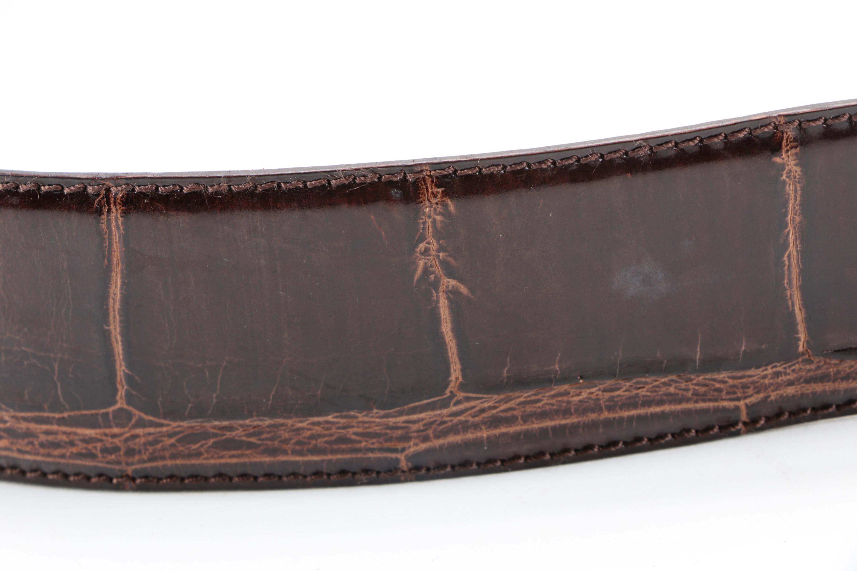 Polo Ralph Lauren Sterling Silver and Alligator Leather Belt