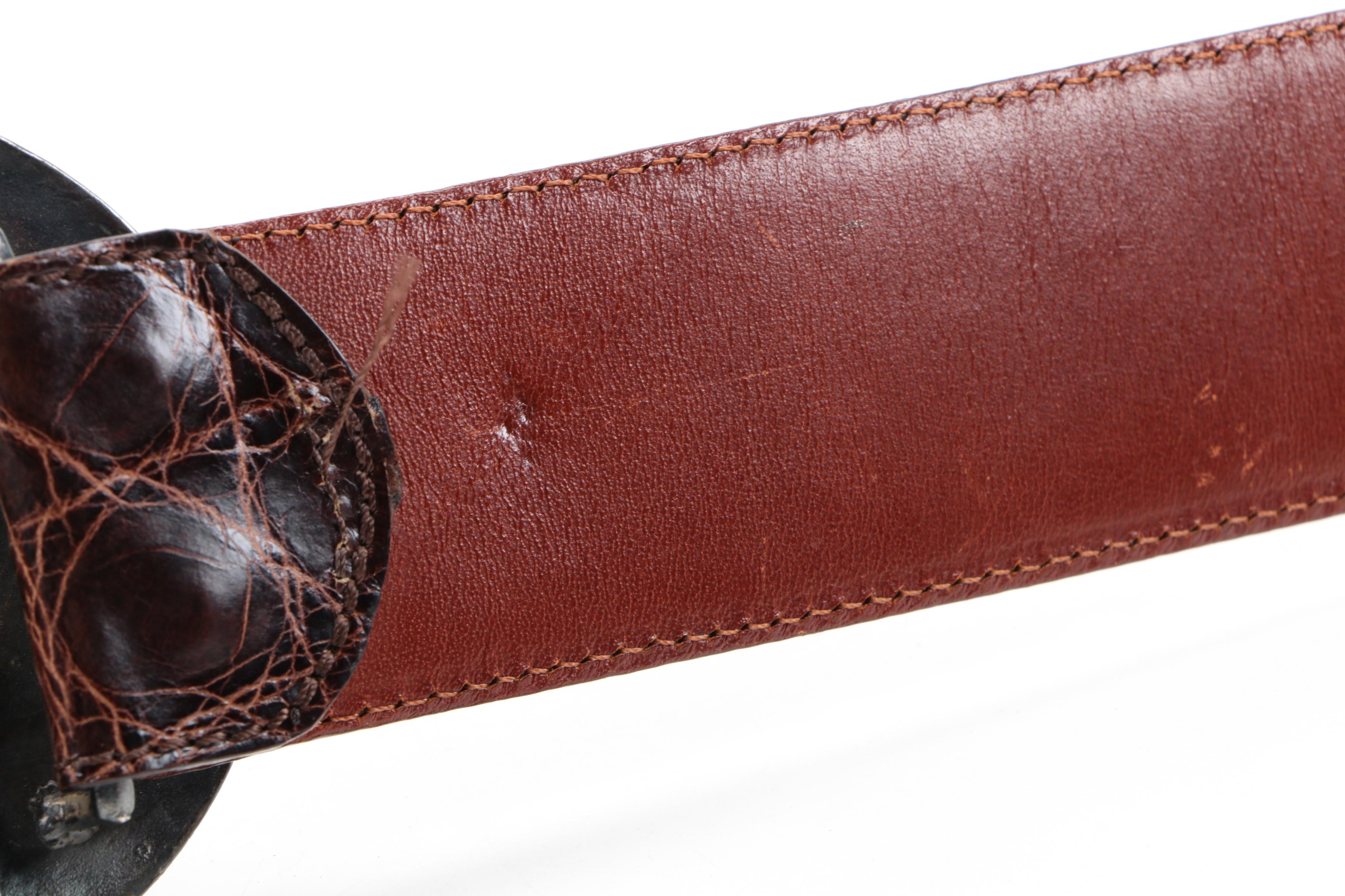 Polo Ralph Lauren Sterling Silver and Alligator Leather Belt