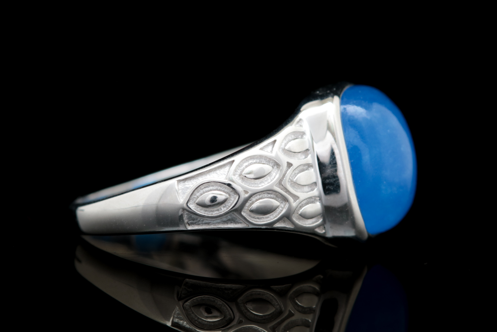 Sterling Silver and Dyed Blue Quartz Ring