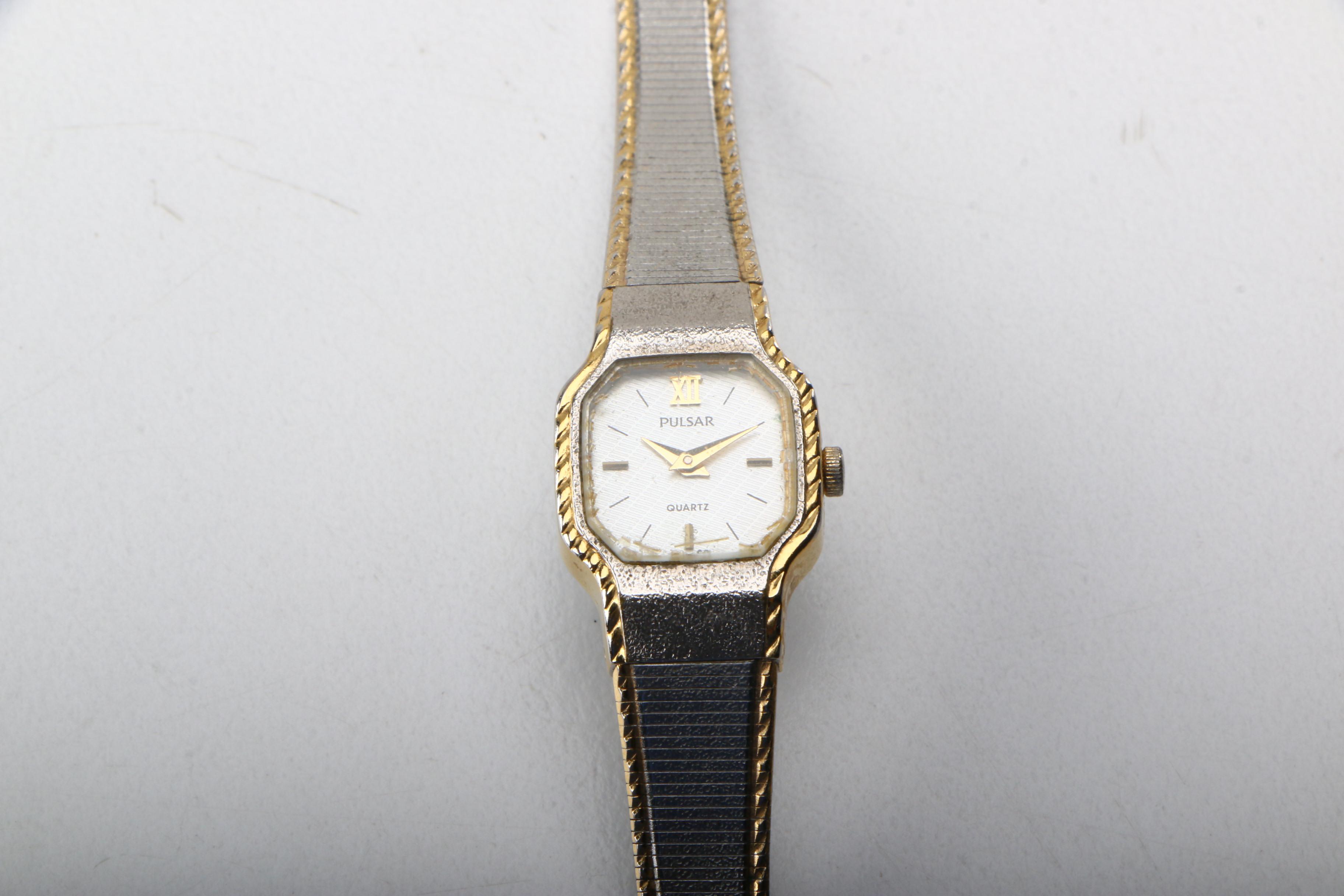 Grouping of Vinage Watches Including Pulsar and Bulova