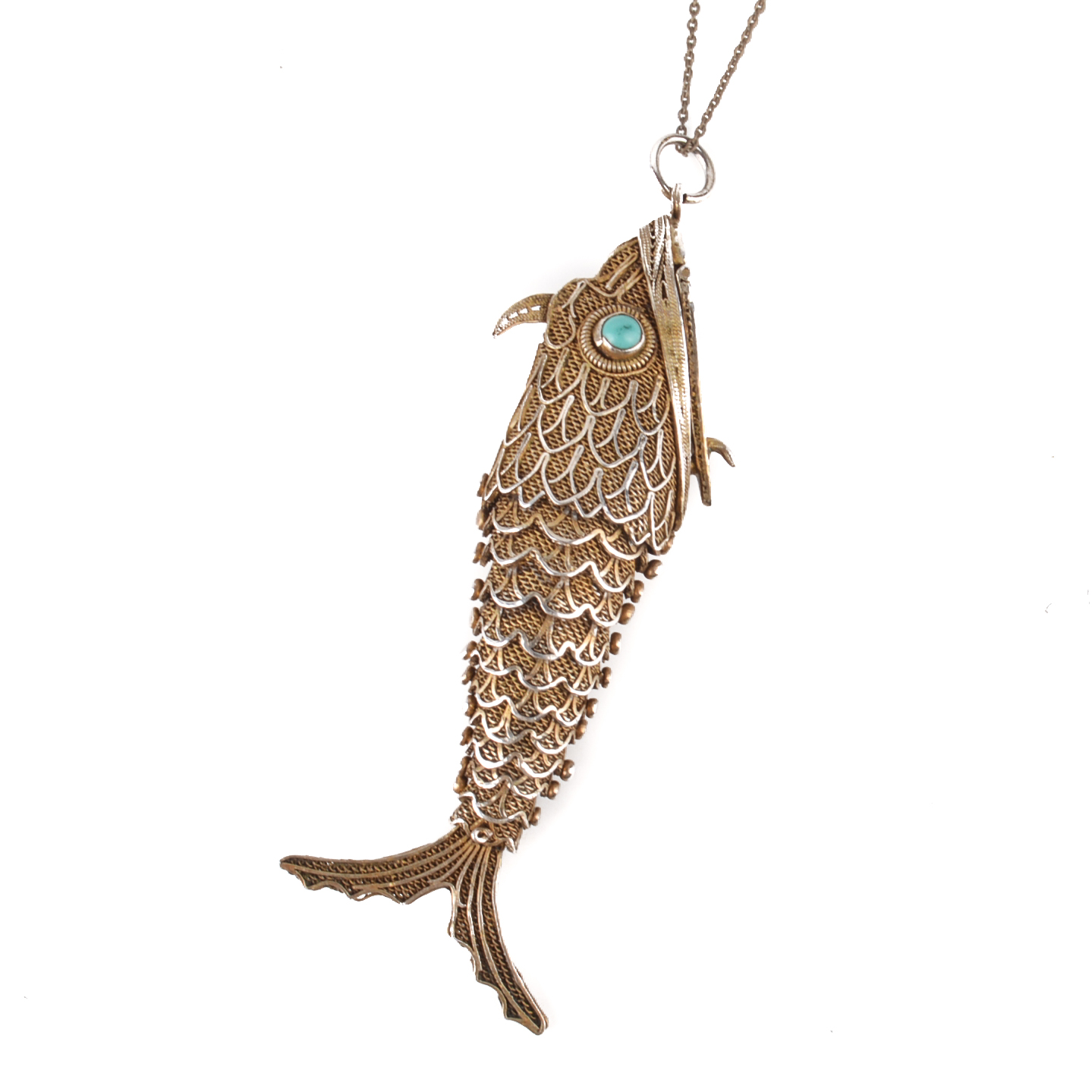 Vintage Articulated Sterling Silver Fish Pendant