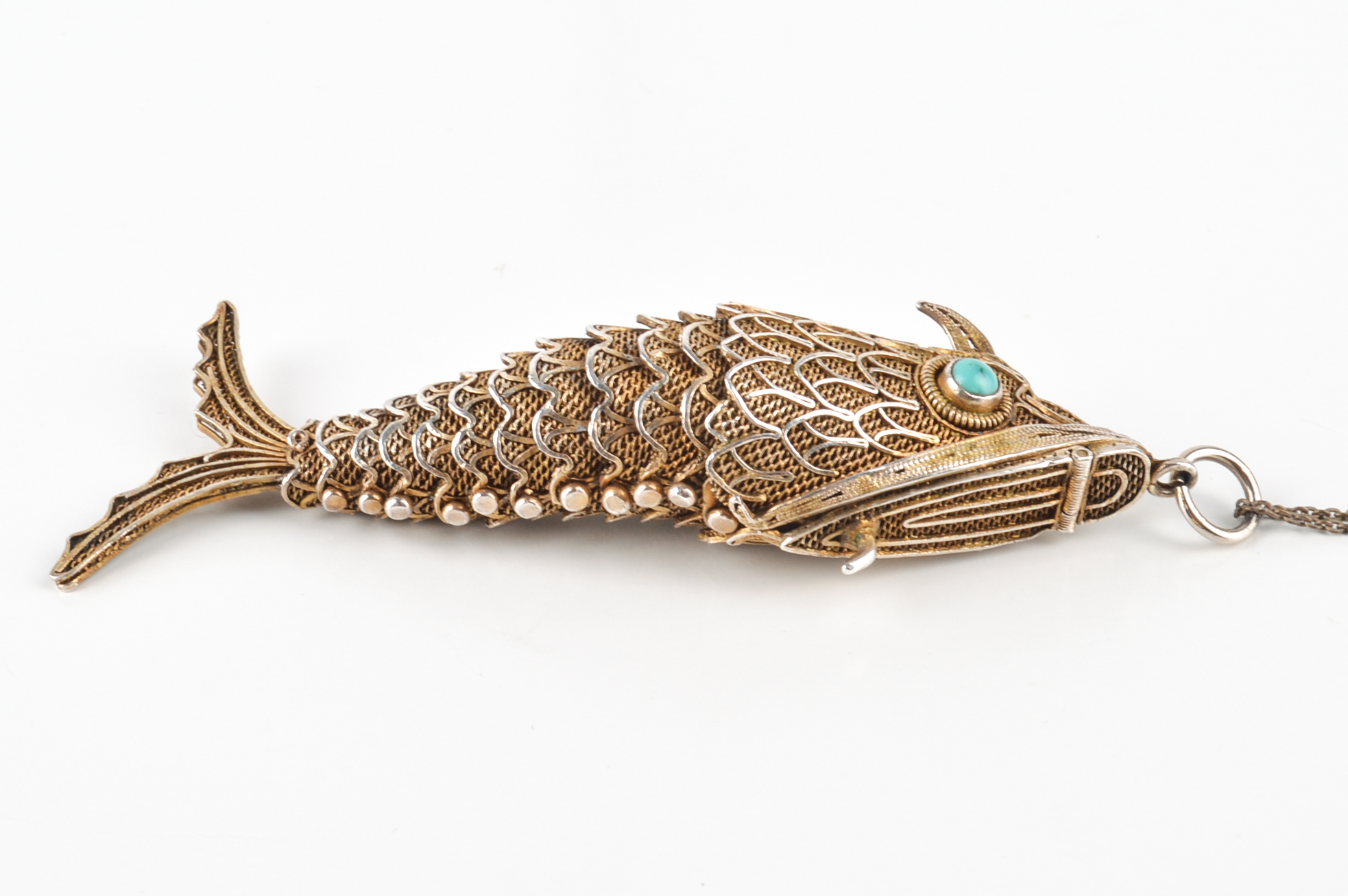 Vintage Articulated Sterling Silver Fish Pendant