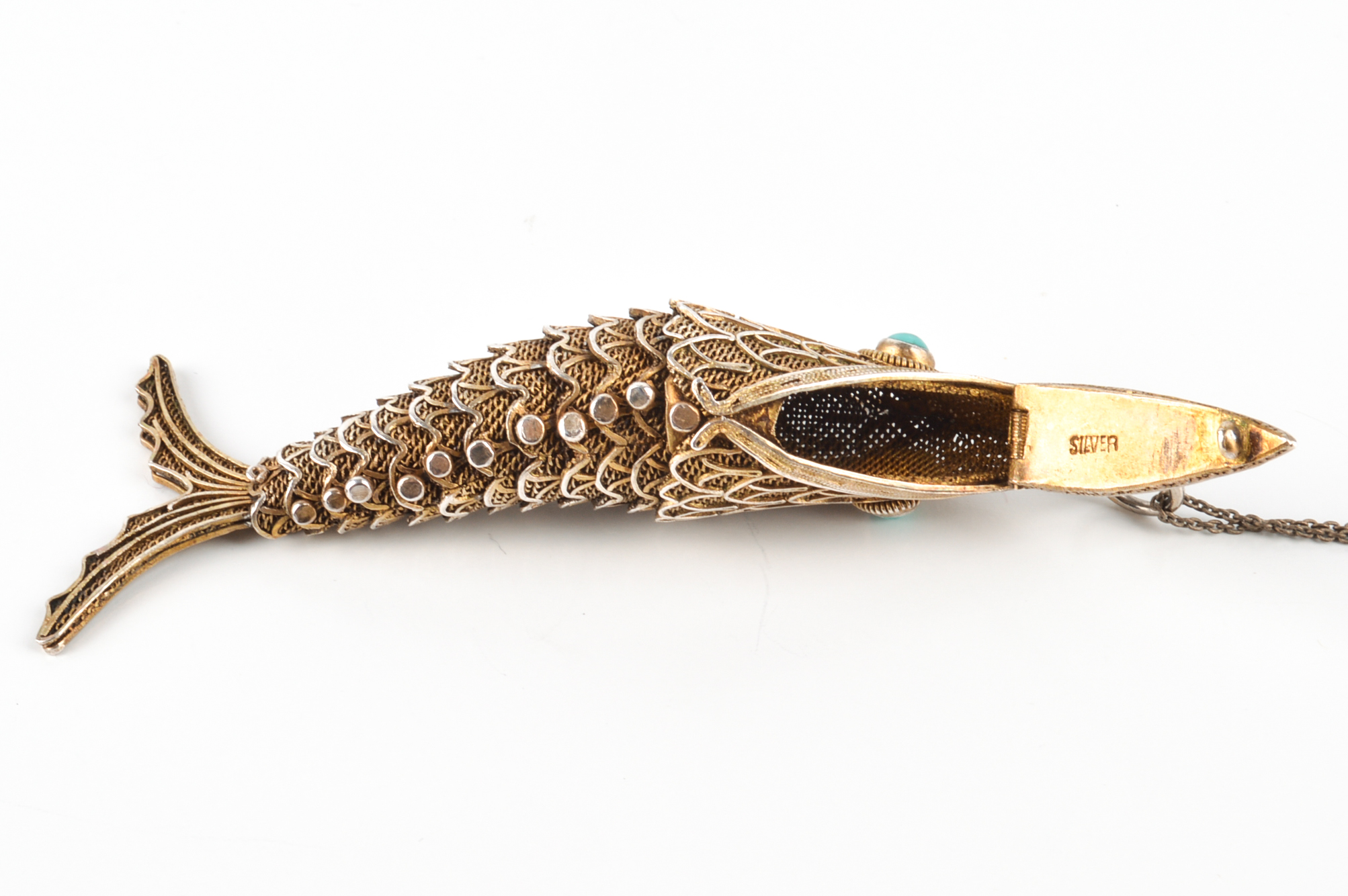 Vintage Articulated Sterling Silver Fish Pendant