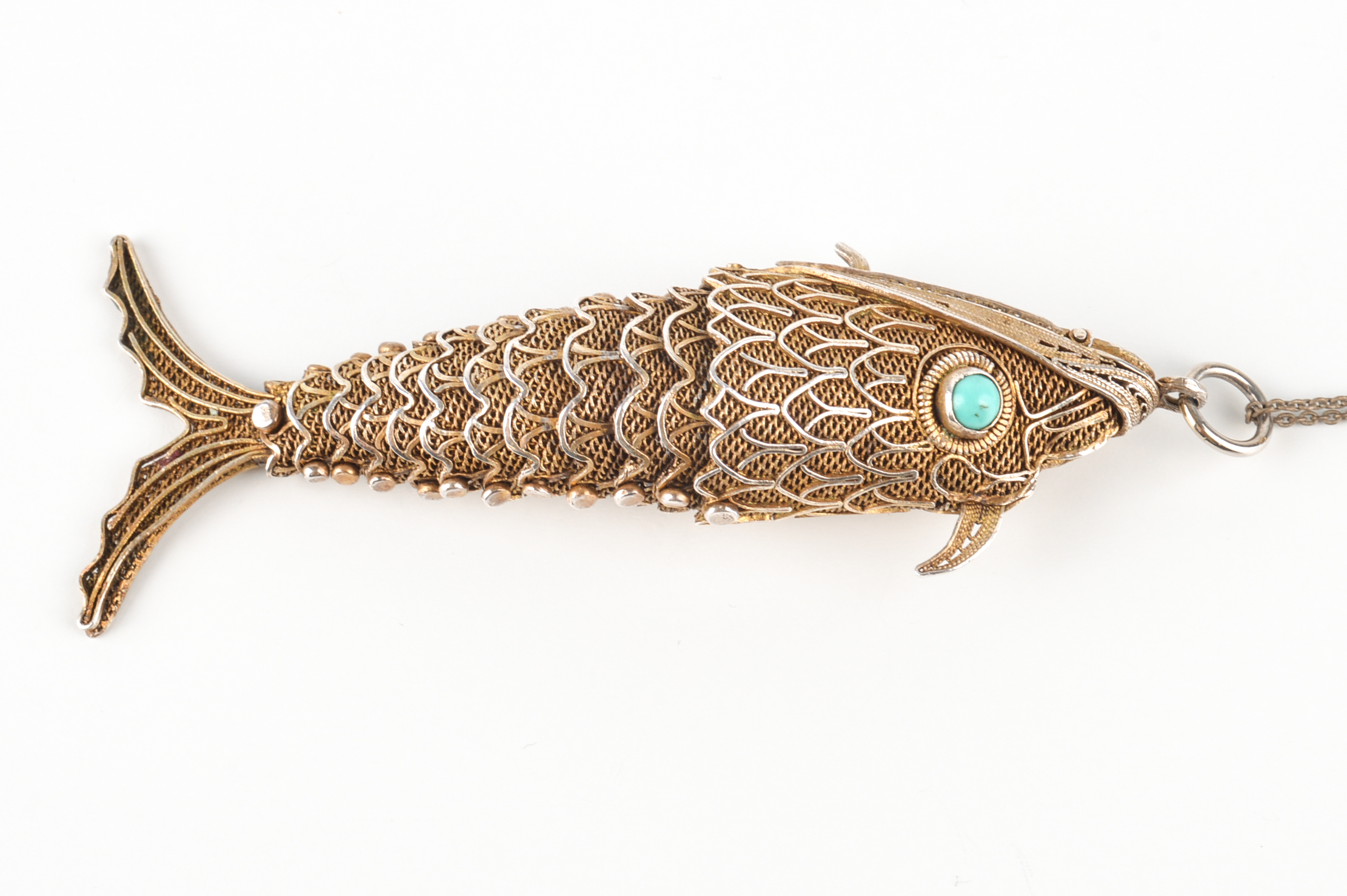Vintage Articulated Sterling Silver Fish Pendant