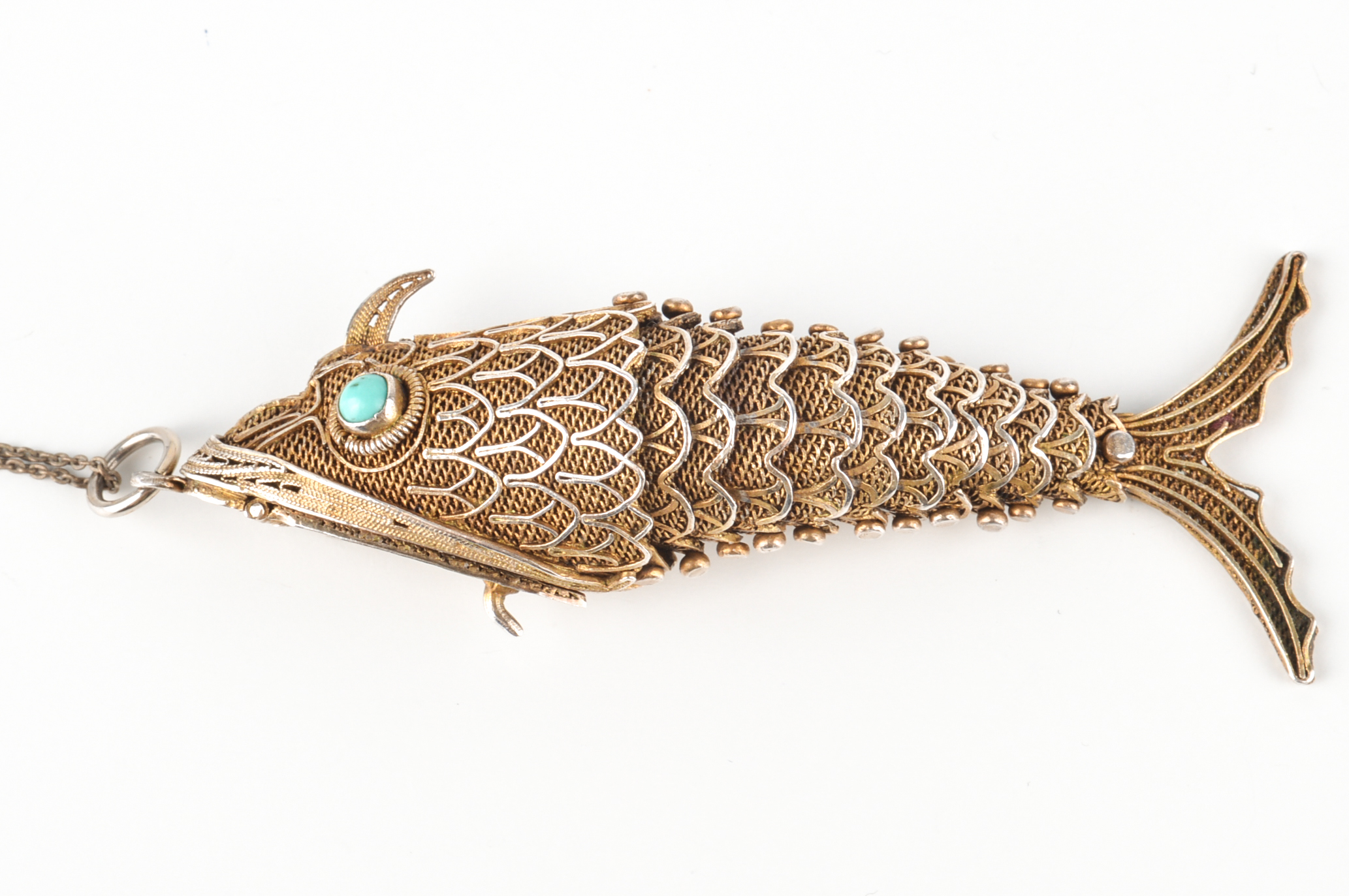 Vintage Articulated Sterling Silver Fish Pendant