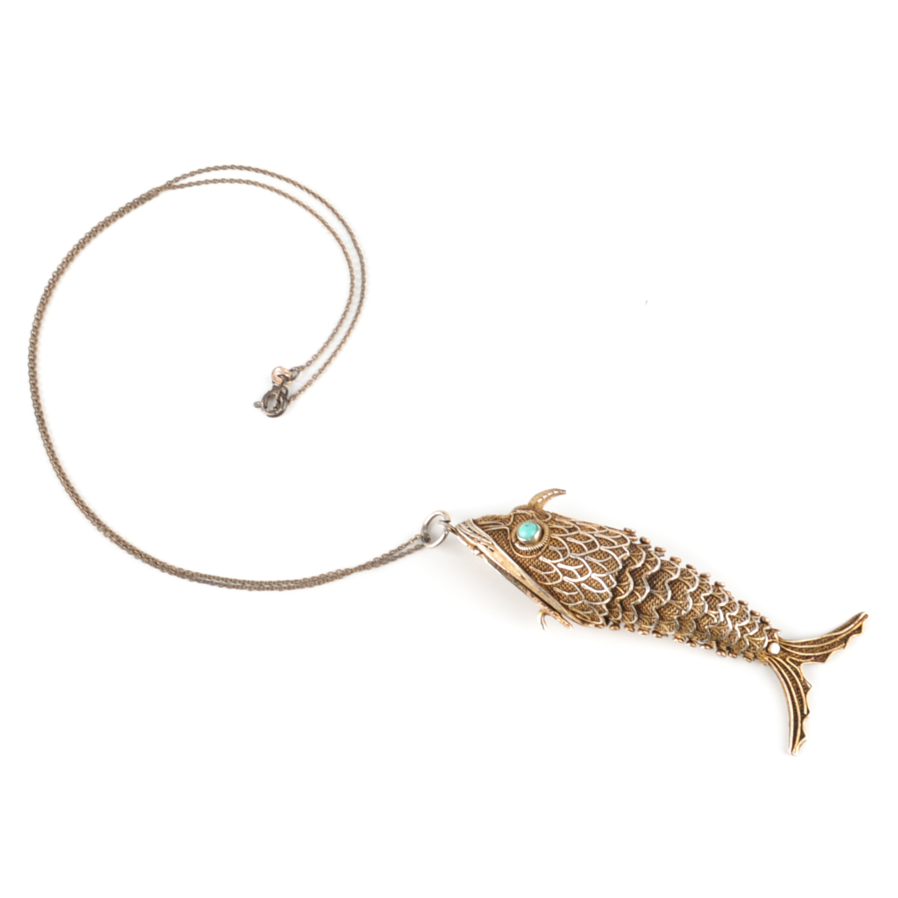 Vintage Articulated Sterling Silver Fish Pendant