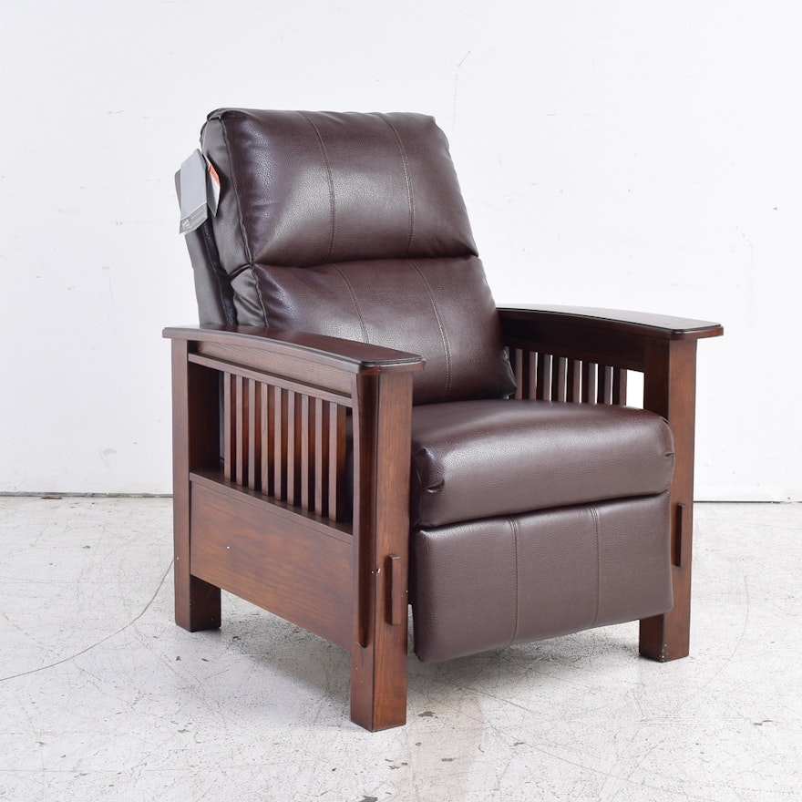 Mission Style Leather Reclining Arm Chair by Ashley Furniture