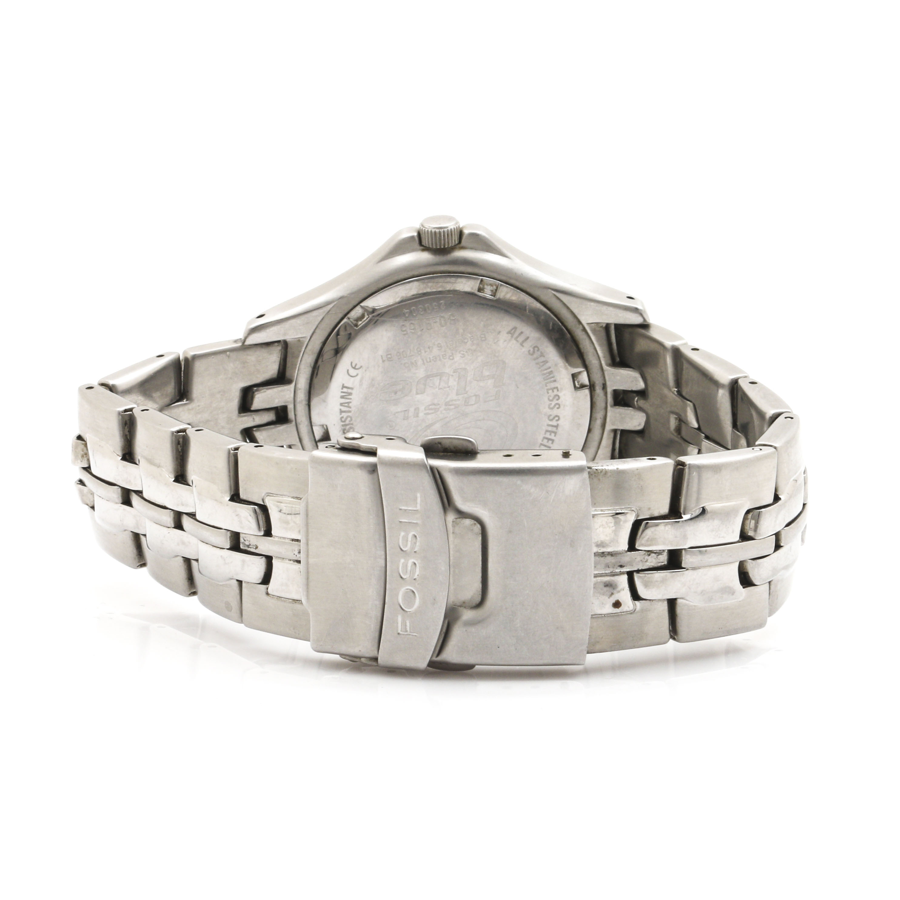 Fossil Blue Stainless Steel Link Watch