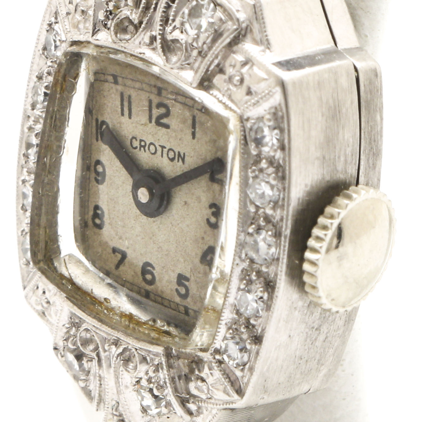 Croton Platinum, Diamond and Stainless Steel Expansion Watch