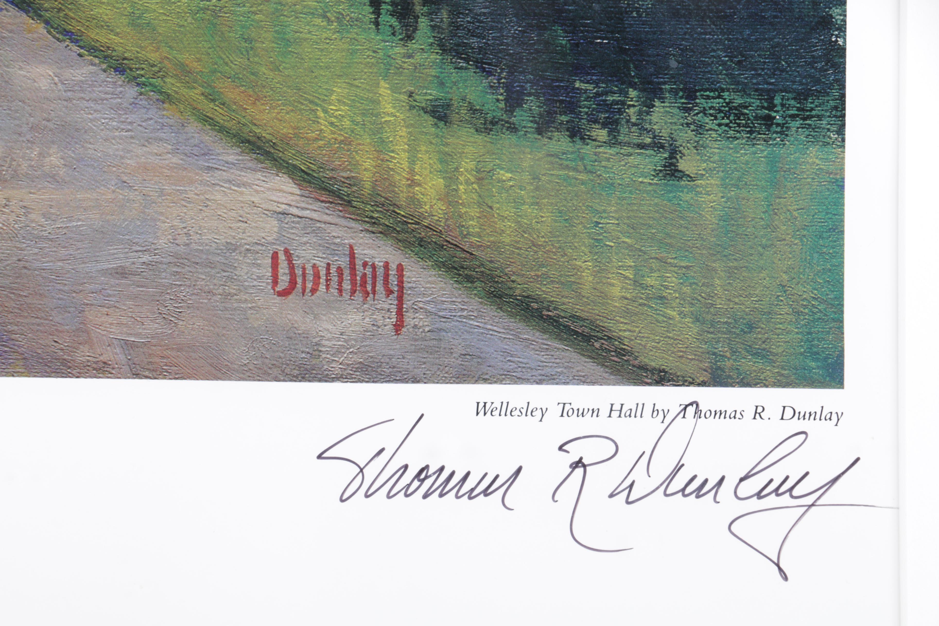 Thomas R. Dunlay Offset Lithograph Print on Paper "Wellesley Town Hall"