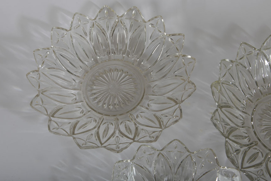 Federal Glass "Clear Petal" Pressed Glass Bowls