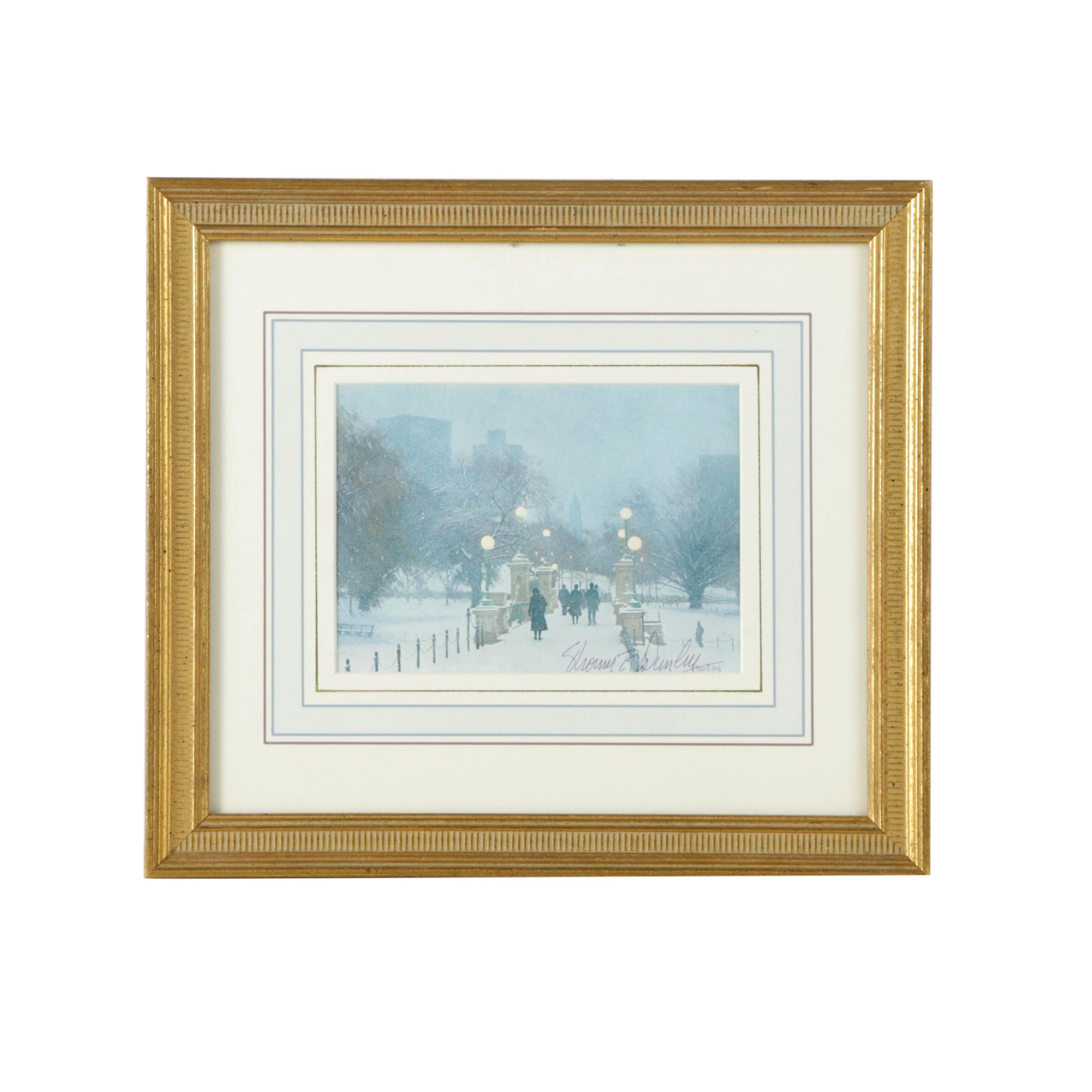 Thomas R. Dunlay Offset Lithograph Print on Paper "Winter Snowfall"