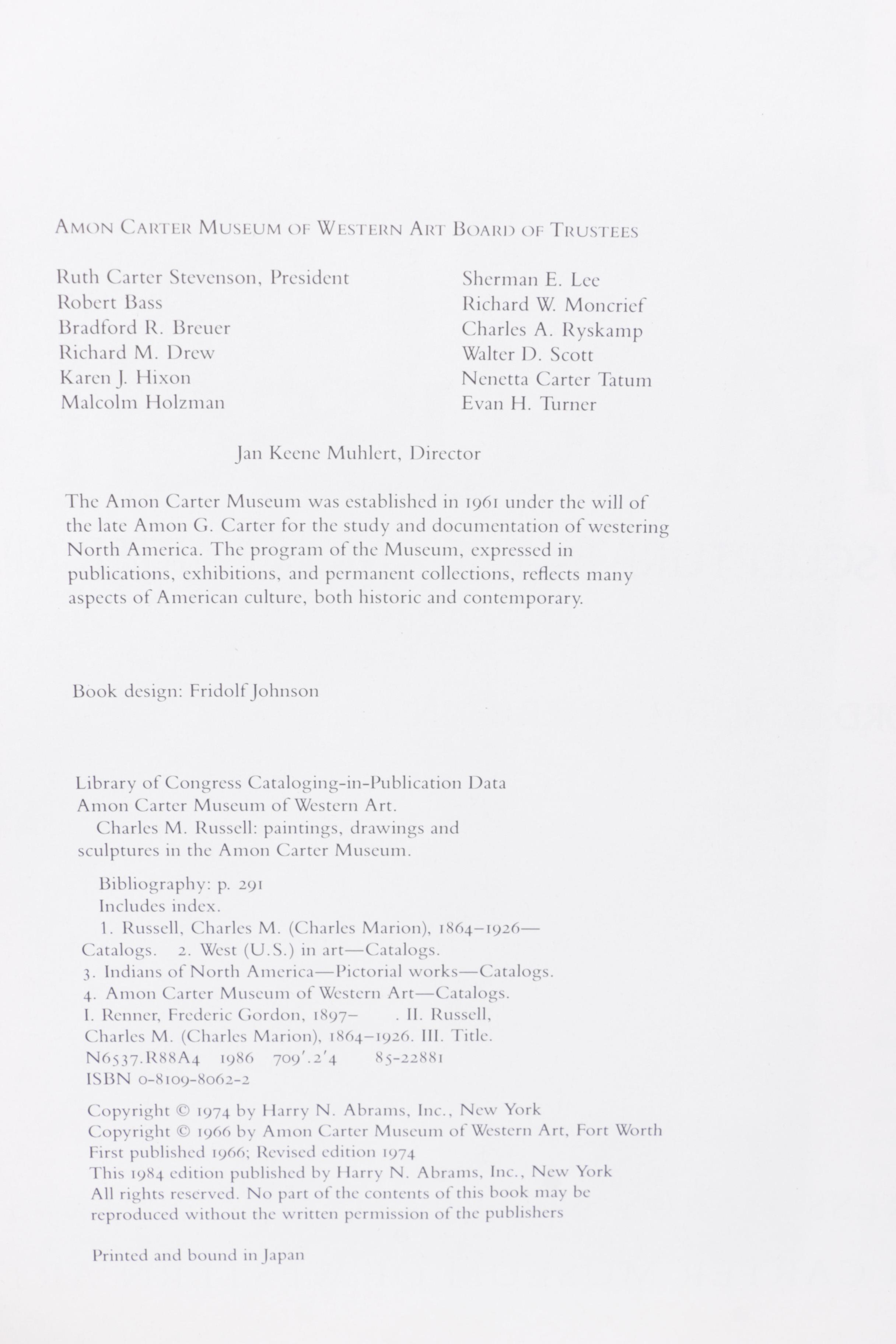 1986 "Charles M. Russell" Art Collection by Frederick G. Renner