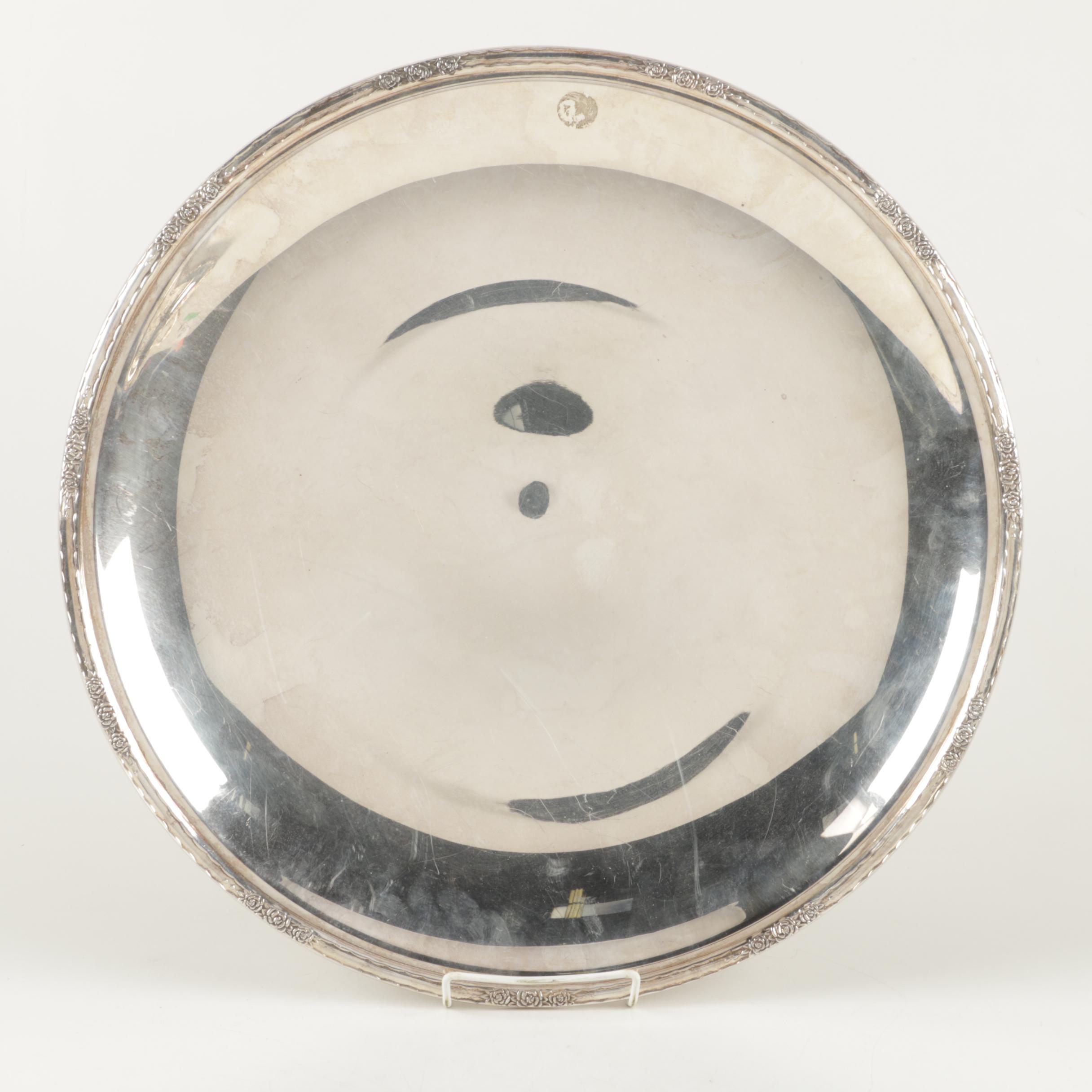 Wm Rogers "Victorian Rose" Silver Plate Tray with International Silver Co. Tray