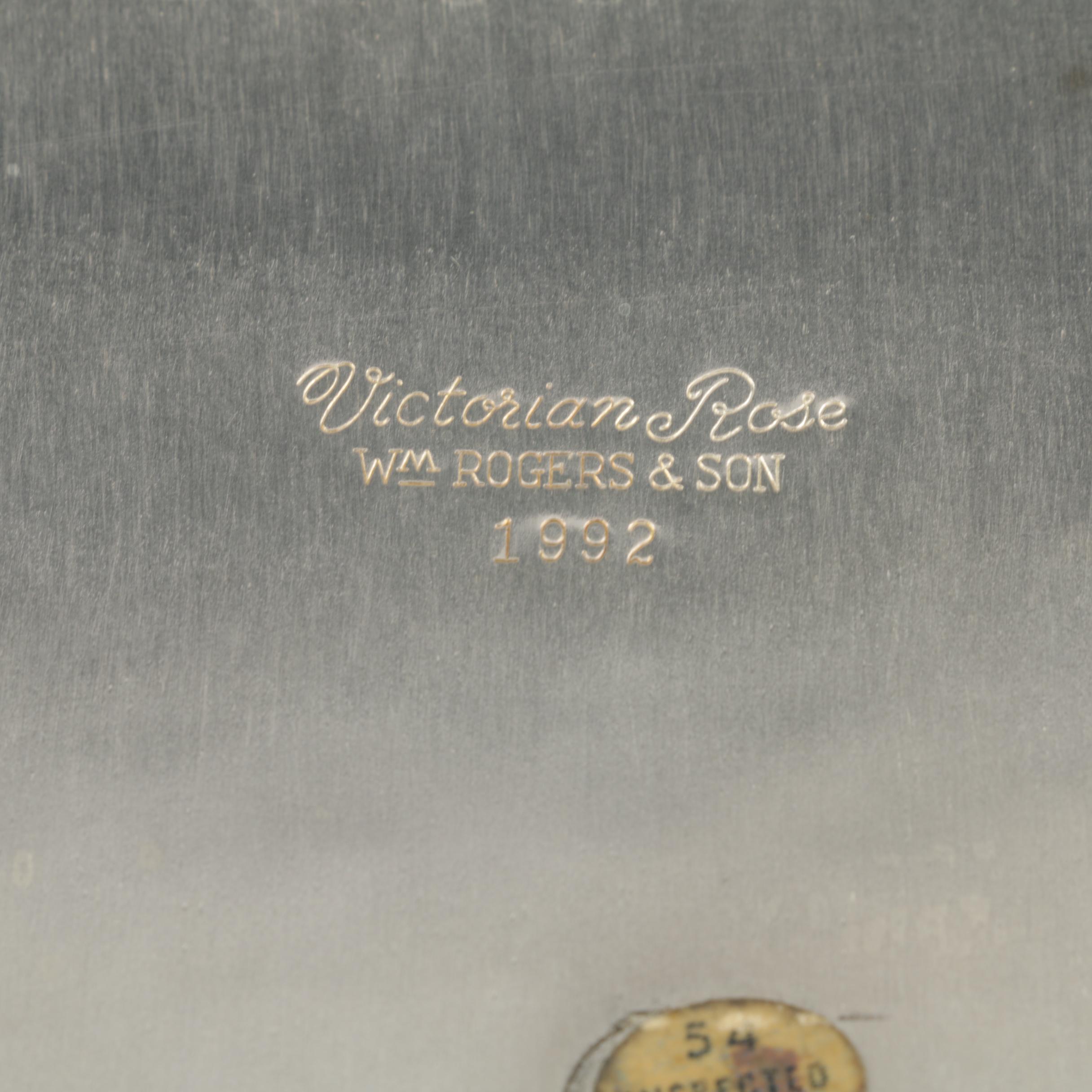 Wm Rogers "Victorian Rose" Silver Plate Tray with International Silver Co. Tray