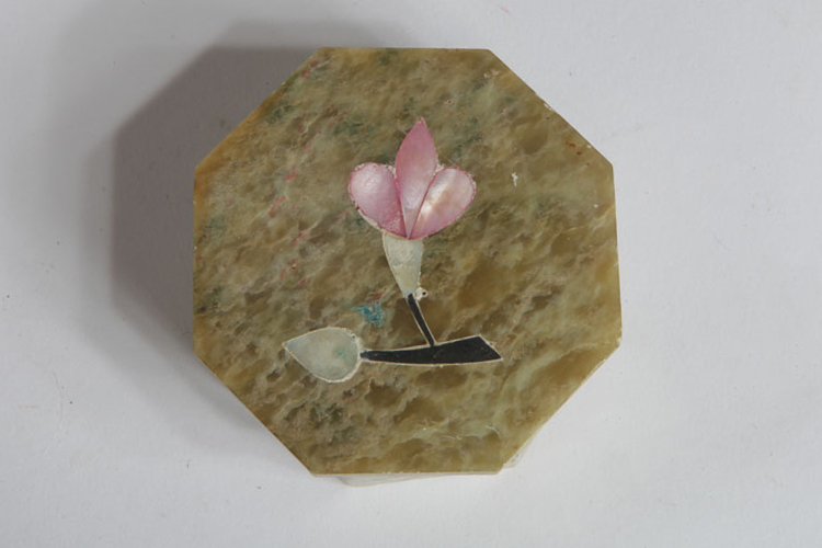Soapstone Trinket Box with Shell Inlay