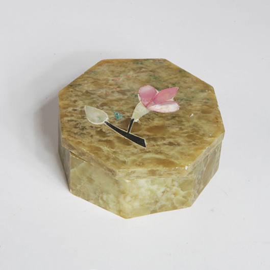 Soapstone Trinket Box with Shell Inlay