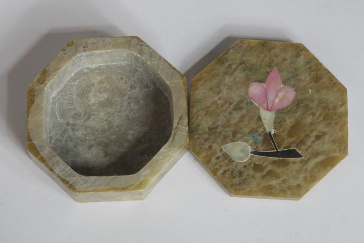 Soapstone Trinket Box with Shell Inlay